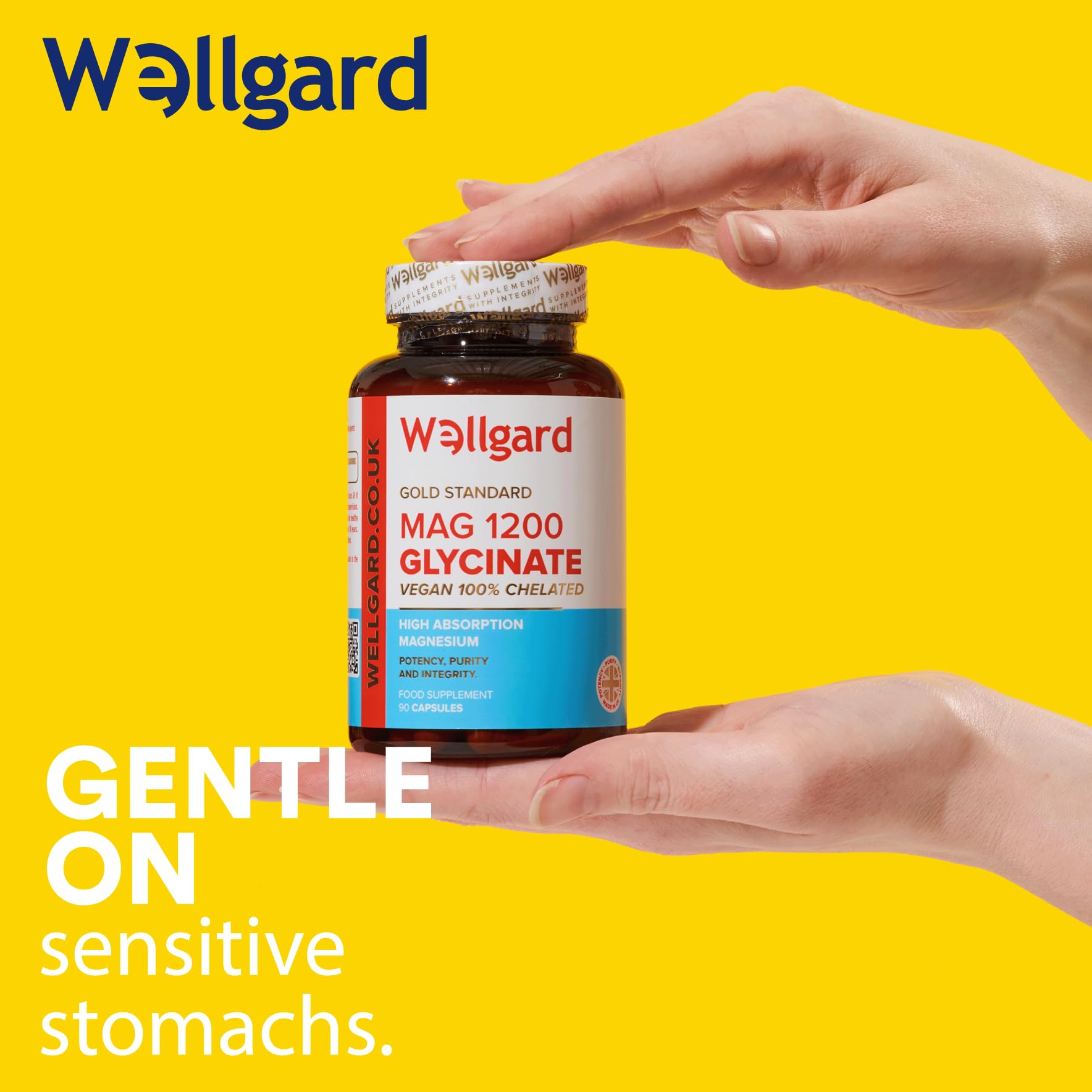 Wellgard Magnesium Glycinate, Mag 1200, High Strength Magnesium Bisglycinate Wellgard