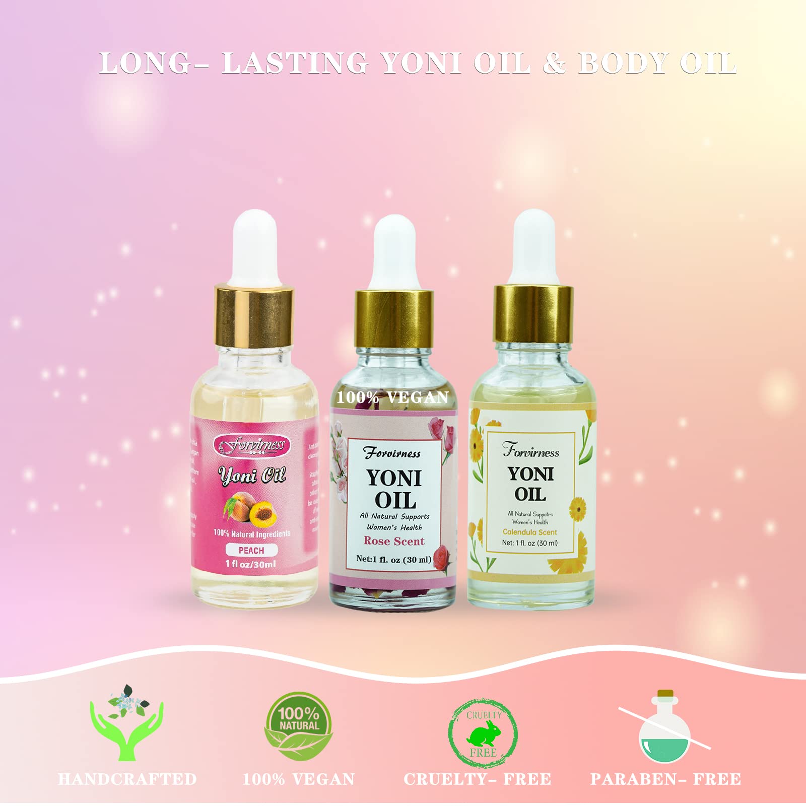 3 Packs Natural Yoni Oil Feminine Wash Ph Balanced for Women, Eliminates Vaginal Odor forvirness