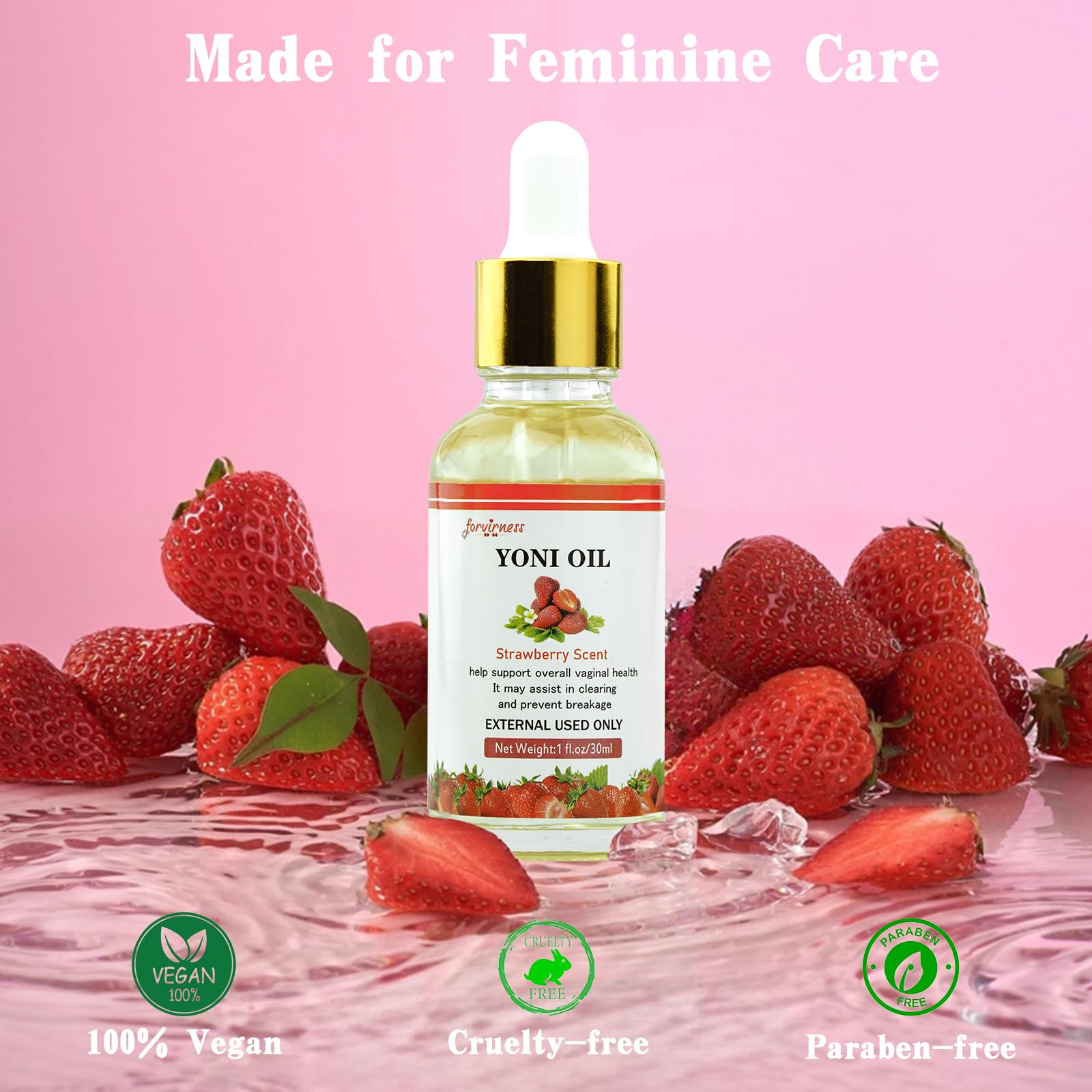 Yoni Wash Yoni Oil Yoni Bar Soap for Women PH Balance, Strawberry Body Oil, Feminine Wash forvirness