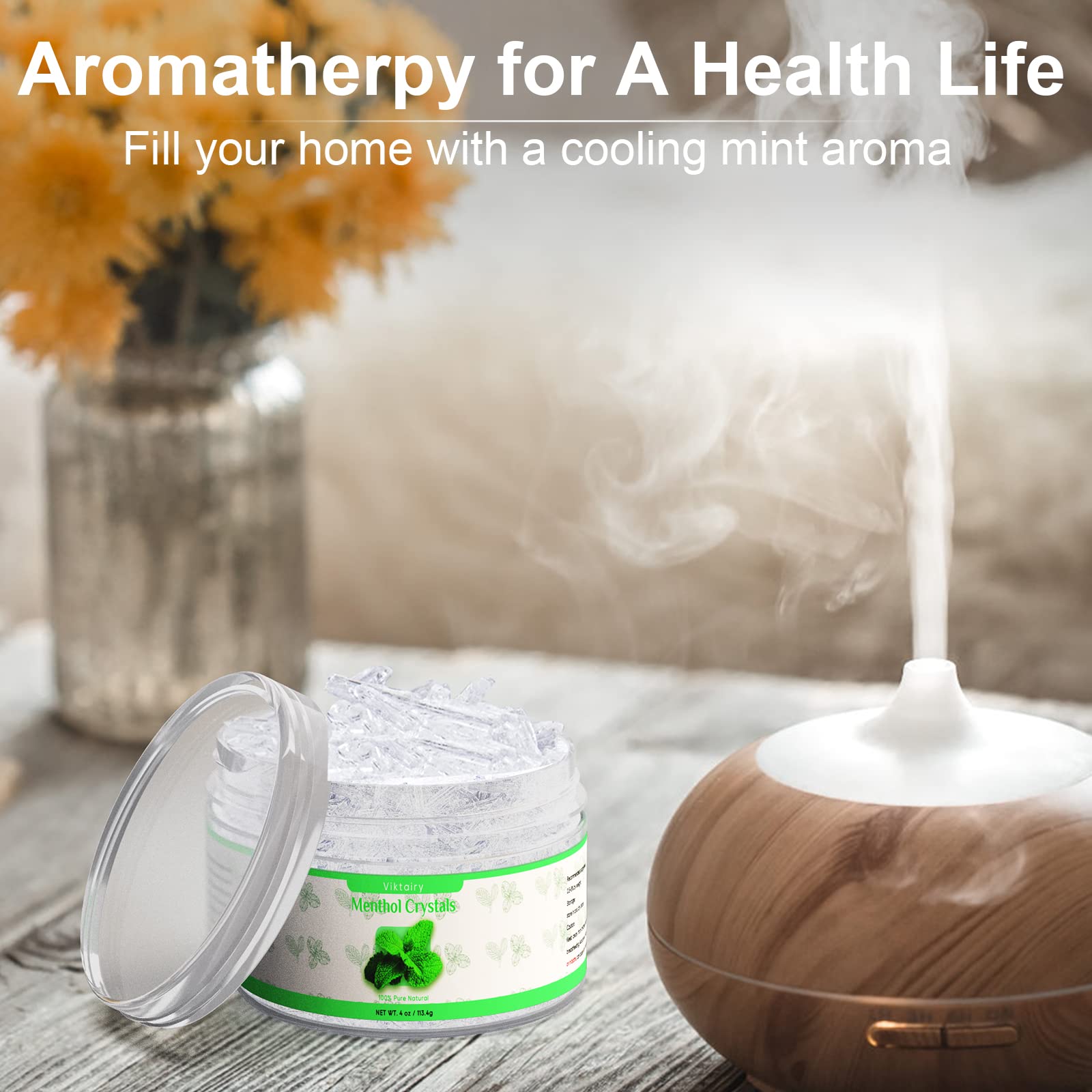 Viktairy Menthol Crystals 2 oz, 100% Pure Organic Mint Crystals | Great for Making Shower Steamers Viktairy