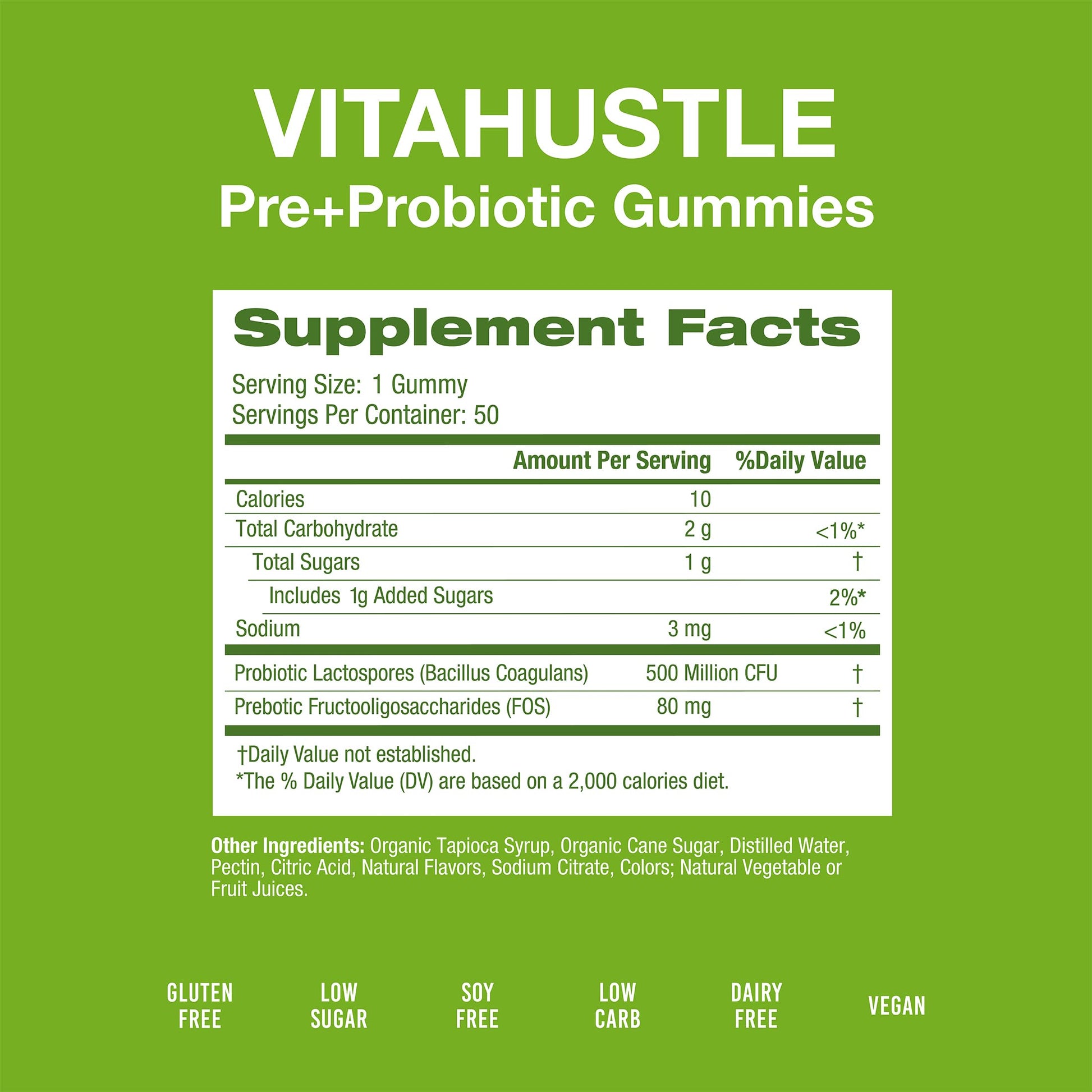 VitaHustle Probiotic Gummies + Prebiotics by Kevin Hart with Chicory Root Inulin Fiber VitaHustle