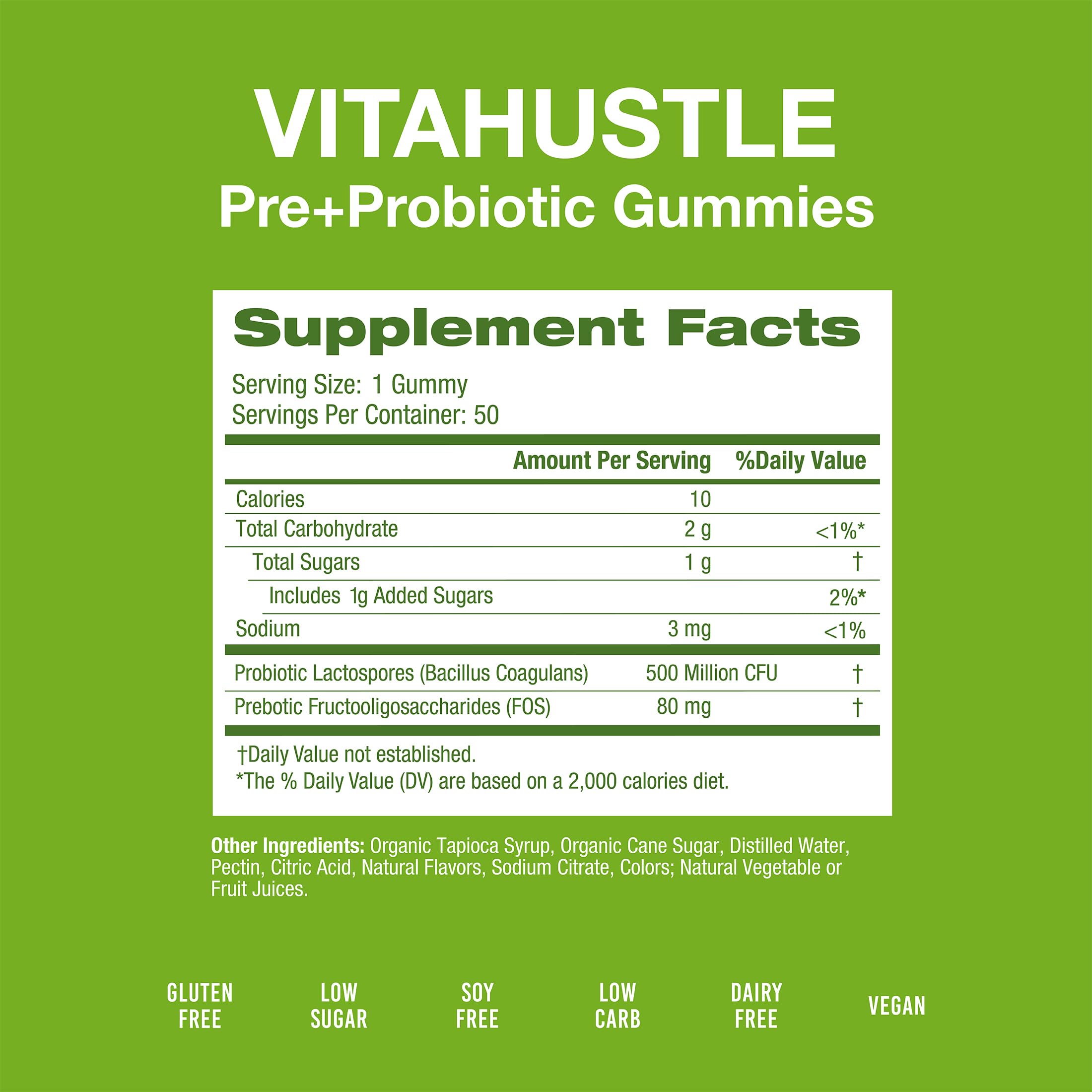 VitaHustle Probiotic Gummies + Prebiotics by Kevin Hart with Chicory Root Inulin Fiber VitaHustle