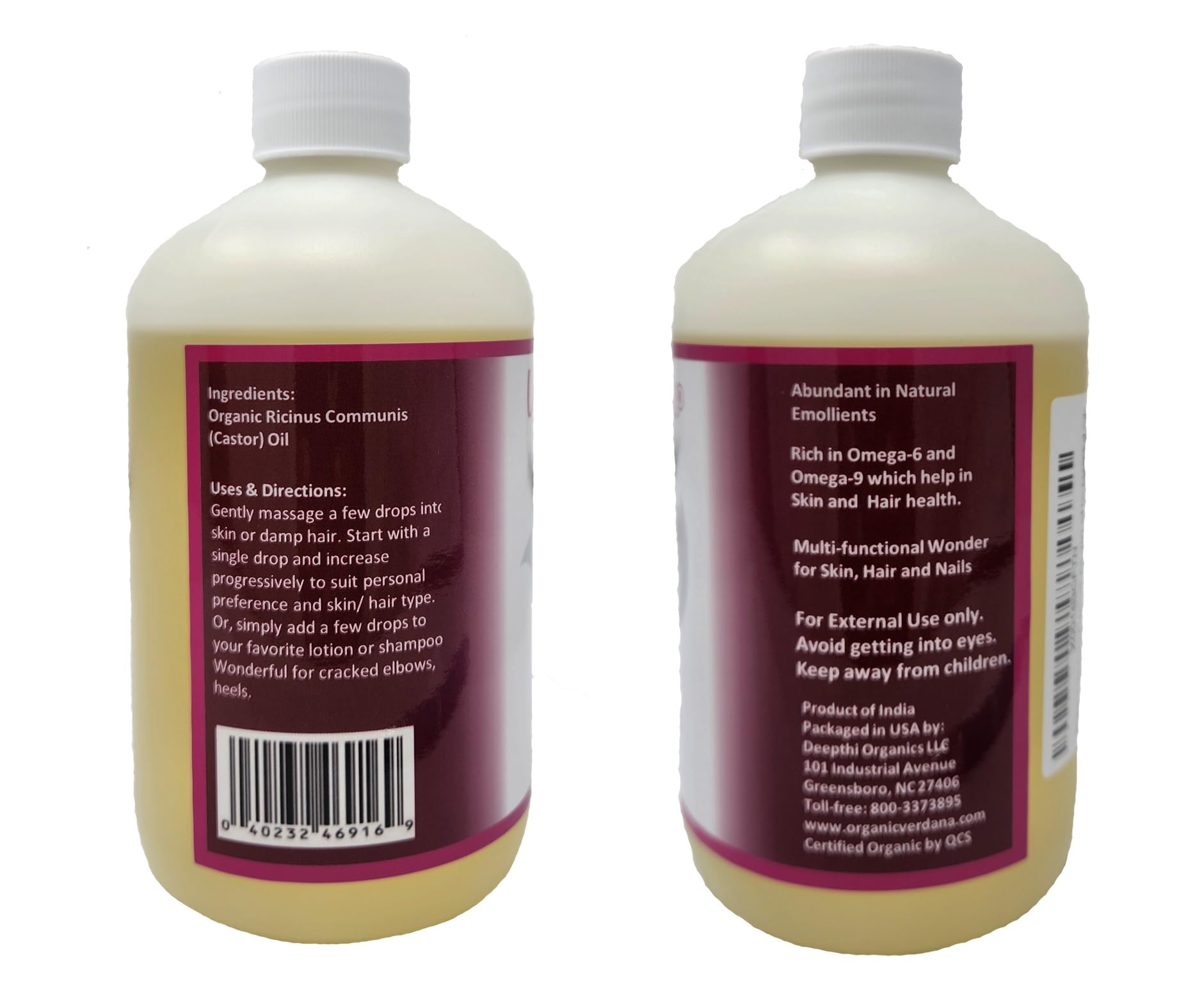 Verdana Organic Castor Oil – USDA Certified Organic – Cold Pressed, Unrefined, 100% Pure and Hexane Verdana