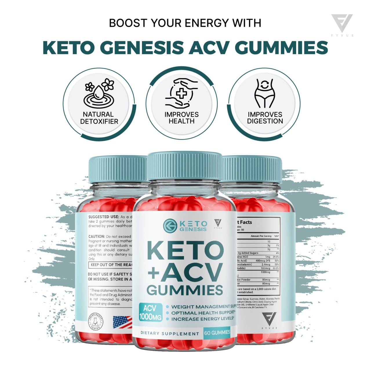 (2 Pack) Keto Genesis Keto ACV Gummies Advanced Weight Loss, Ketogenesis Keto Fyvus
