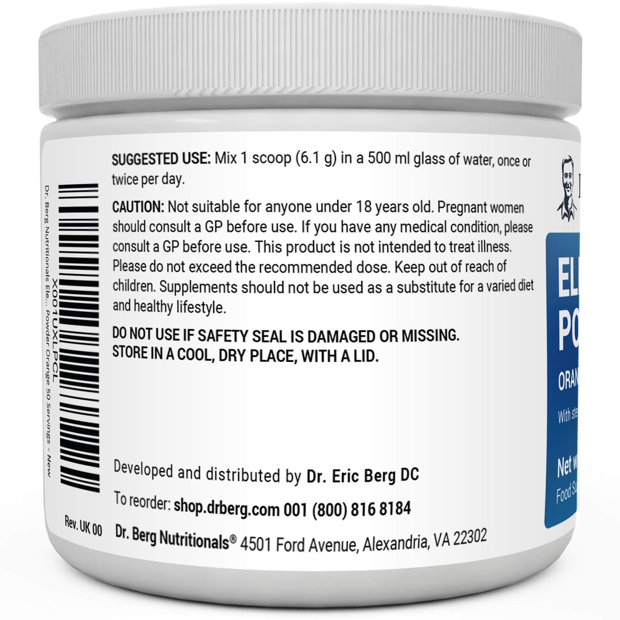 Dr. Berg Electrolyte Powder - Electrolyte Drink Supplements with 1000mg Potassium