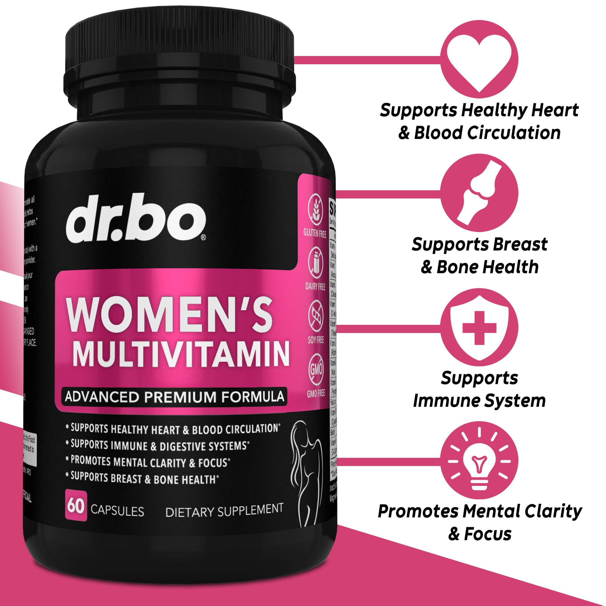 Womens Multivitamin - Natural Daily Multi Vitamins for Women - Womans Energy Vitamin DR. BO