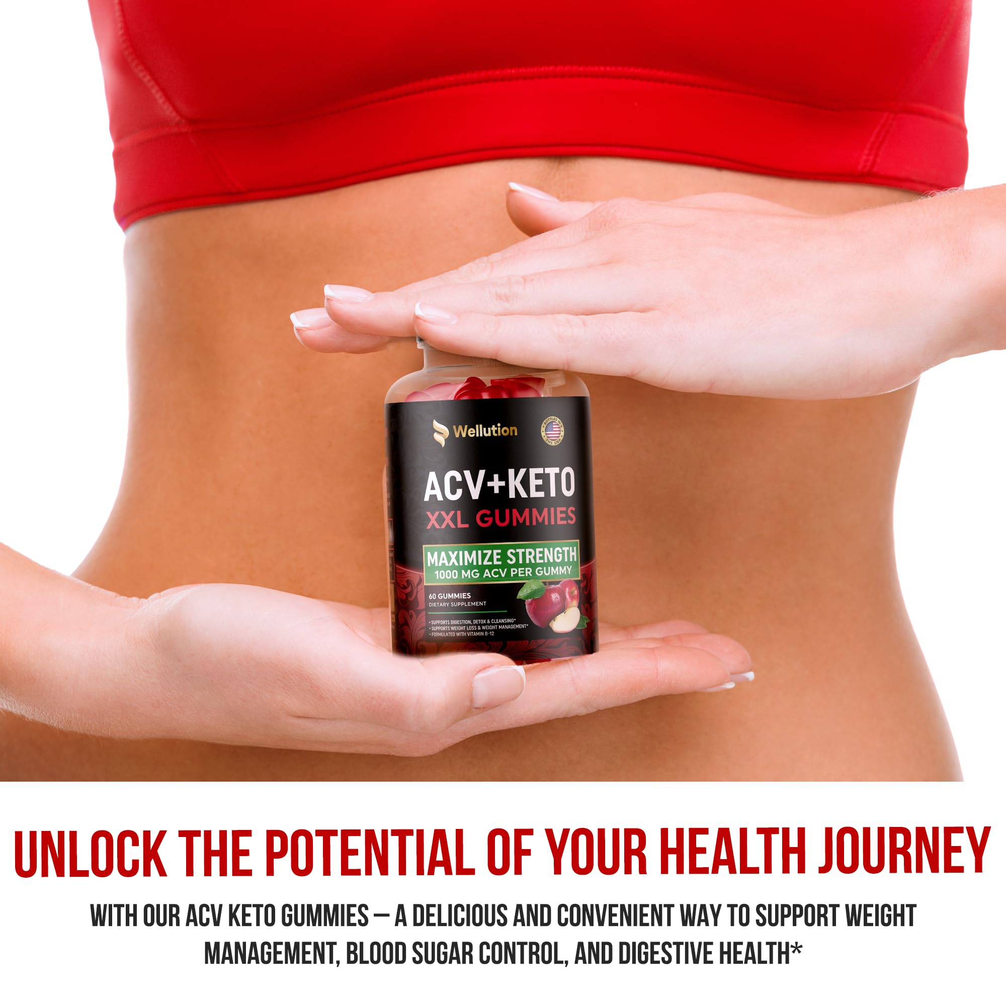 WELLUTION Apple Cider Vinegar 120 XXL Gummies - Support Digestion & Weight Management… WELLUTION