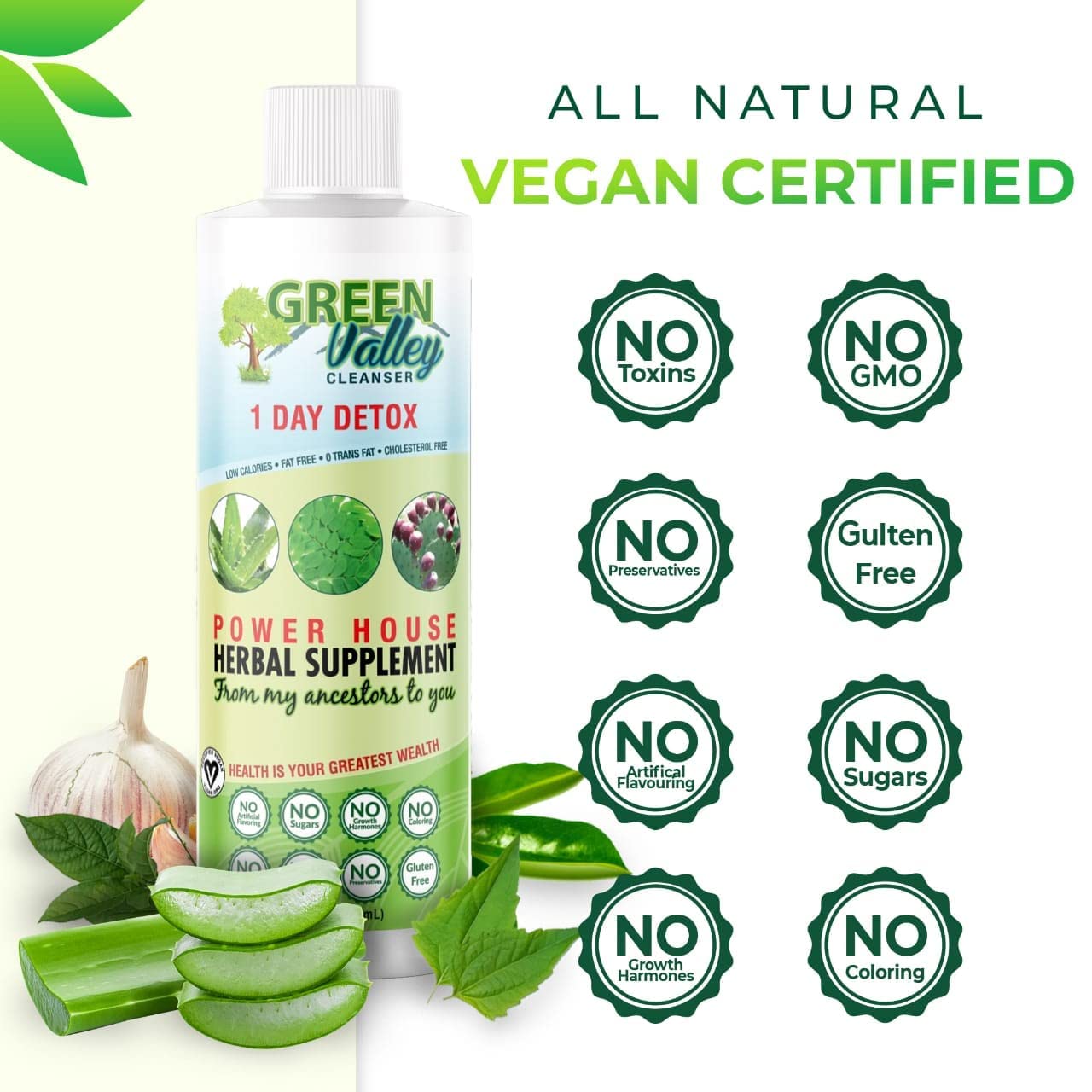 1 Day Colon Liquid Cleanse Formula and Liver Detox - Vegan Friendly, Helps Healthy Digestion Green Valley Cleanser