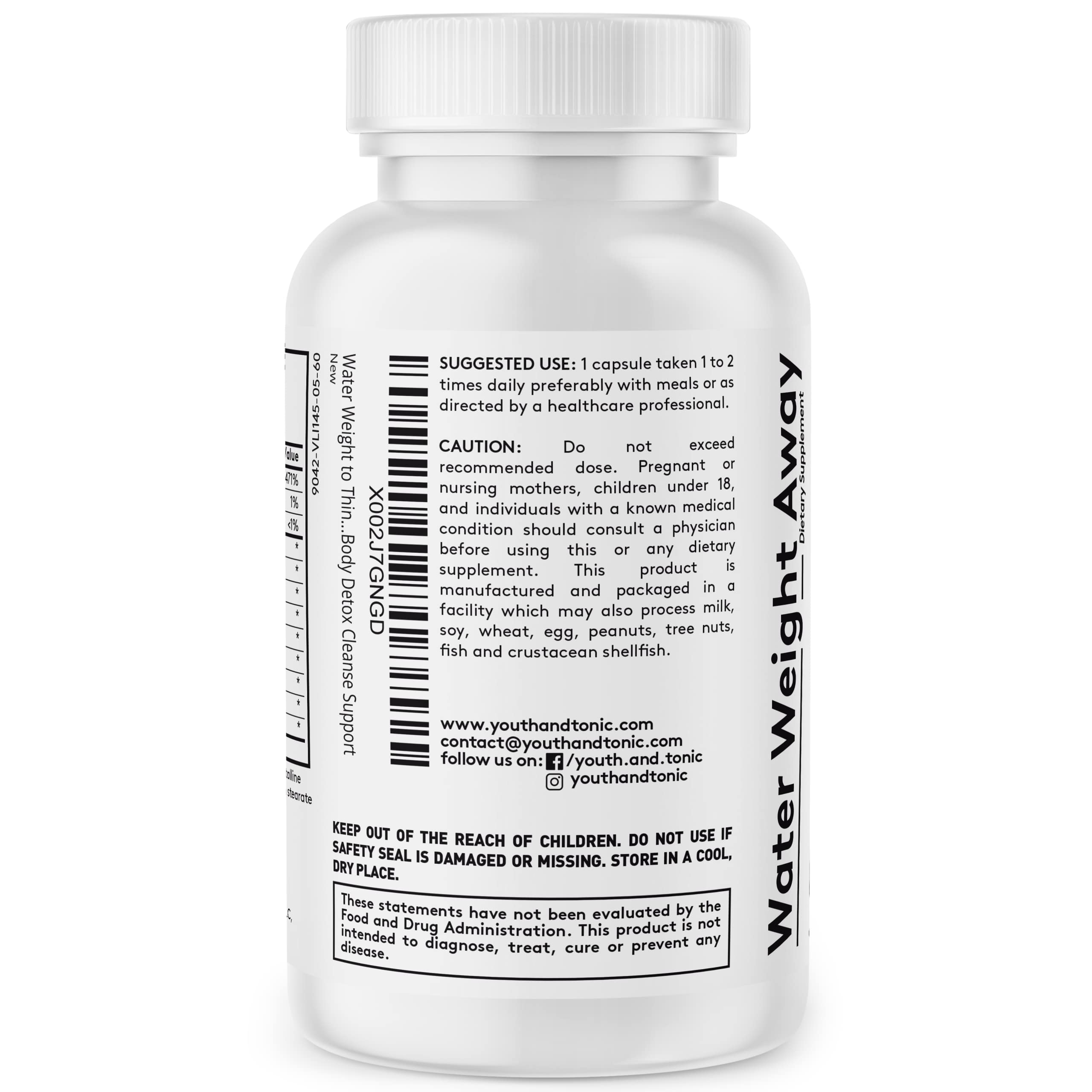 Youth & Tonic Women Water Weight Loss Pills for Hormonal Changes and Fluid Retention During PMS Youth & Tonic