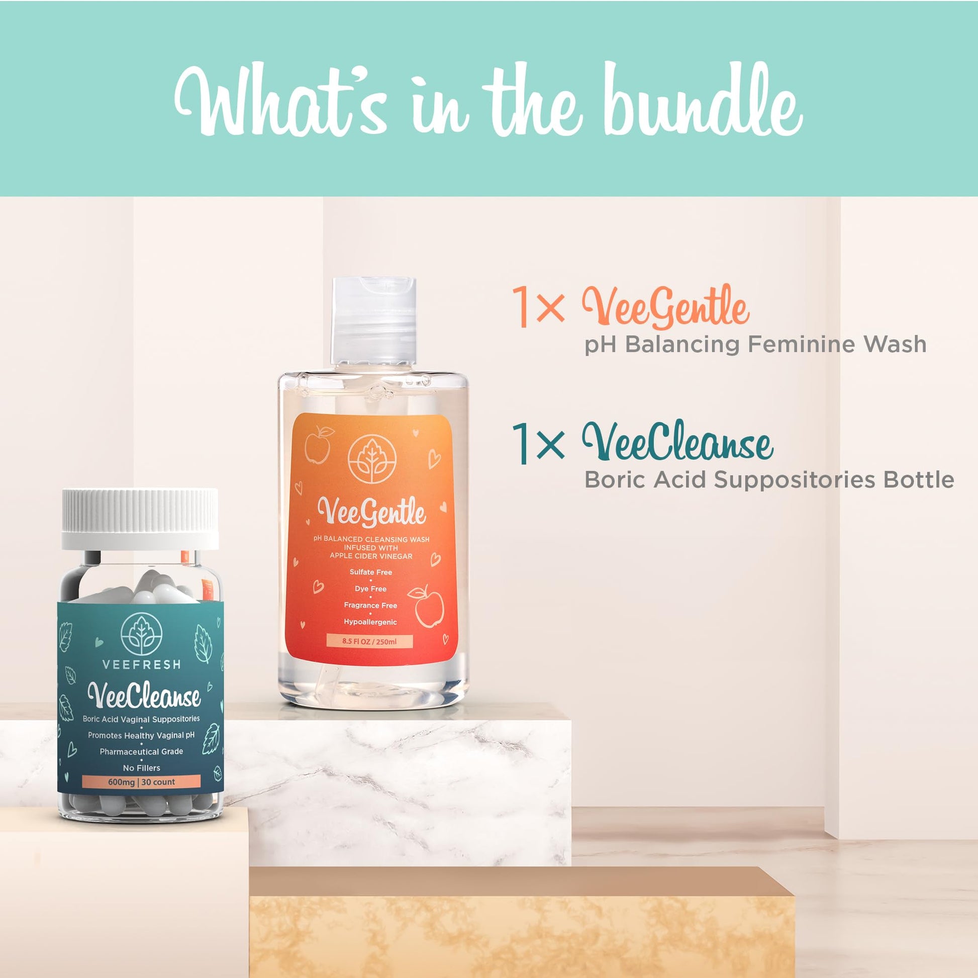 VeePower Lite - Vaginal Health Bundle - Control and Prevent Vaginal Odor - Includes VeeGentle VeeFresh