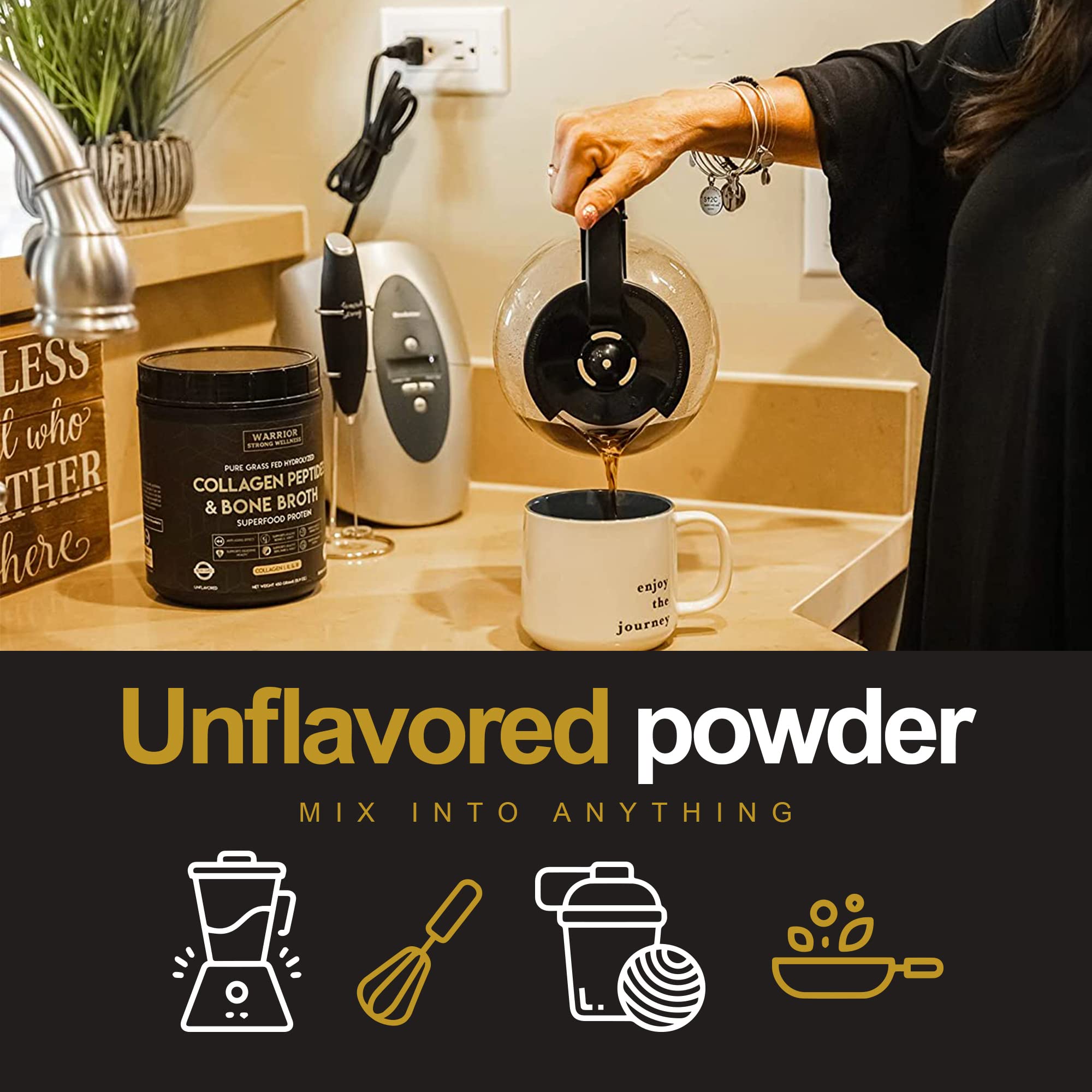 Warrior Strong Wellness Premium Collagen Peptides Bone Broth: Grass Fed Hydrolyzed Warrior Strong Wellness