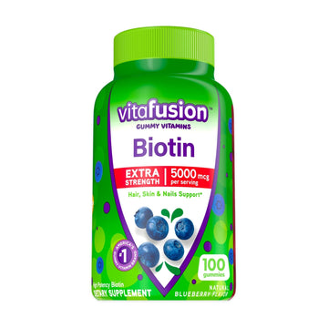 vitafusion Extra Strength Biotin Gummy Vitamins, Berry Flavored, 5,000 mcg Biotin Vitamins