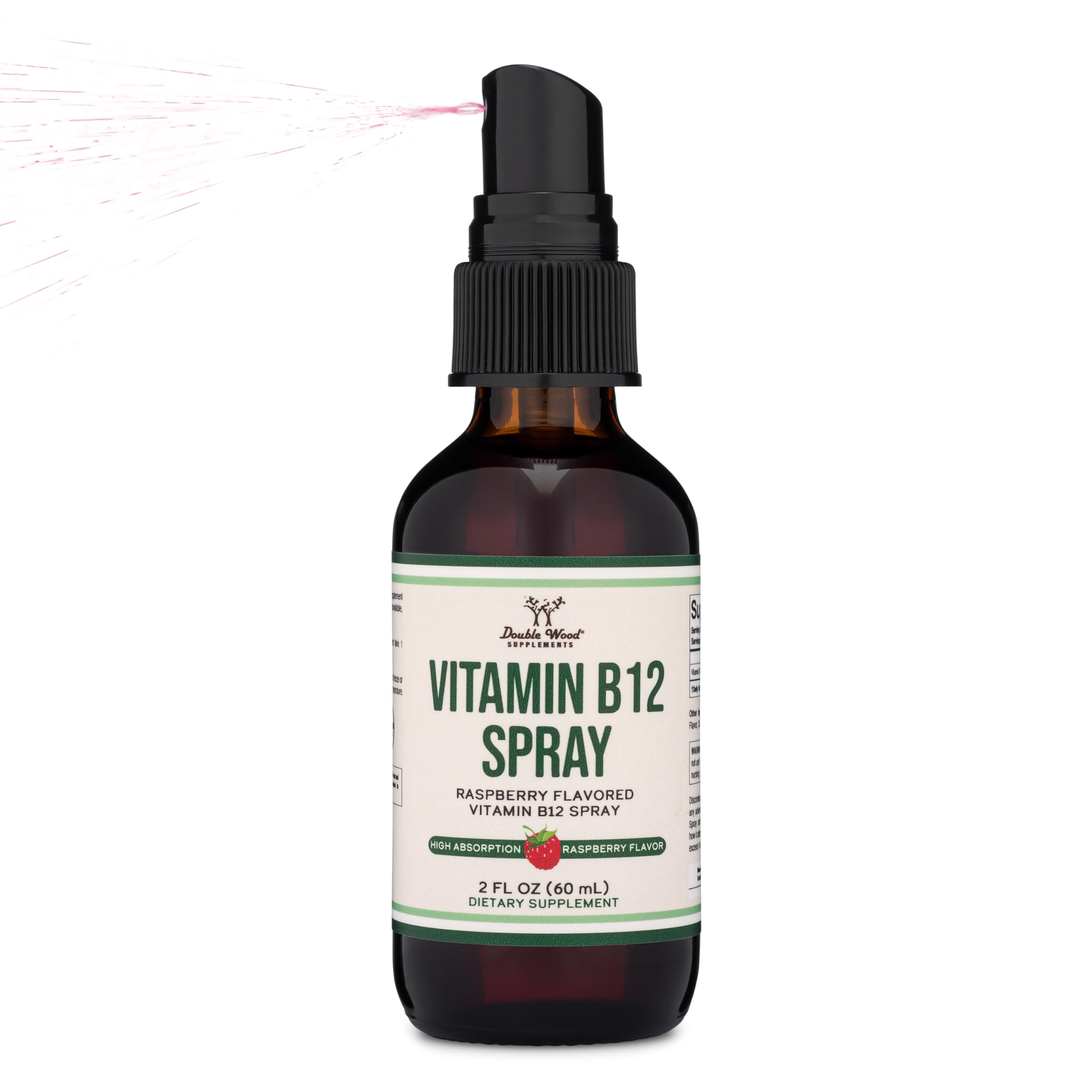 Vitamin B12 Sublingual Spray (2 Spray Dose of Vitamin 12 1000mcg, 3 Spray Serving Size Double Wood Supplements