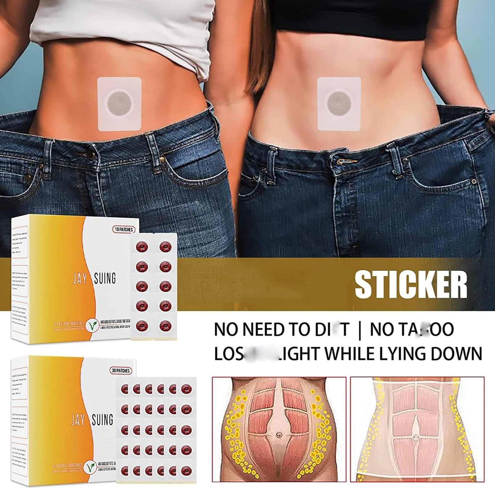 30Pcs Belly Patch, Waterproof Stickers for Women Girls, Natural Belly Sticker for Women and Men Rosarden