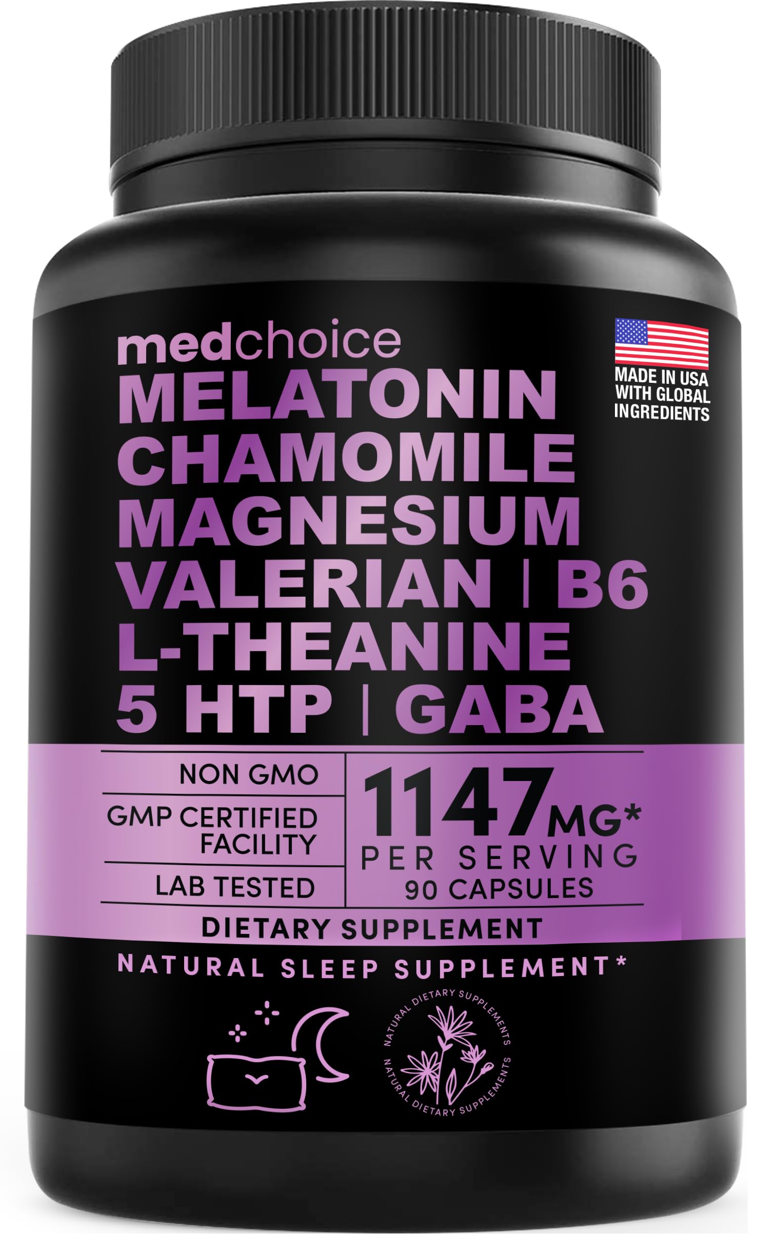 10-in-1 Melatonin Capsules - Melatonin 5mg Natural Sleep Aid for Adults MEDCHOICE
