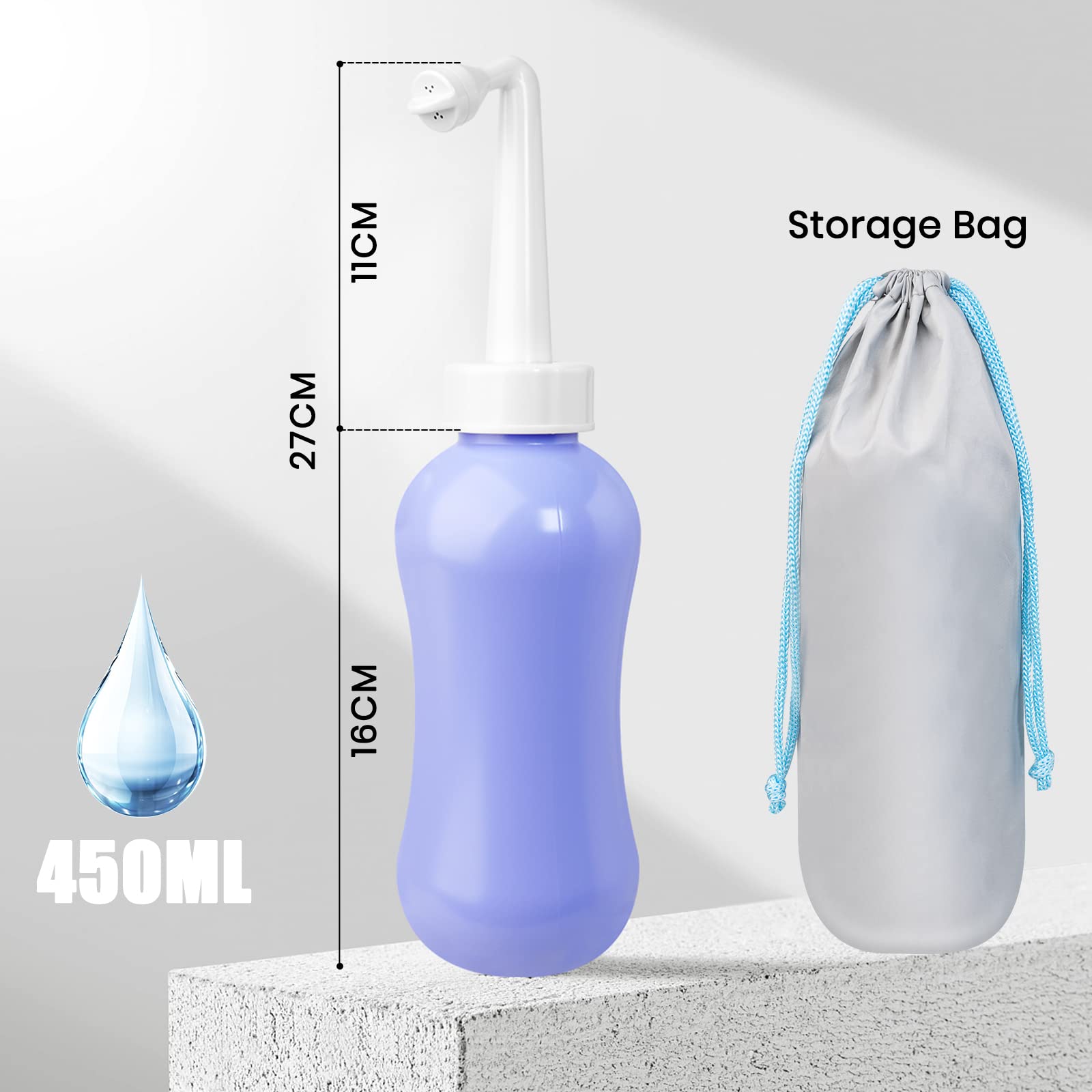 450ML(15.2 OZ) Peri Bottle for Postpartum Care 2 Pack, Portable Travel Bidet for Women, Upside Down VicnKioH