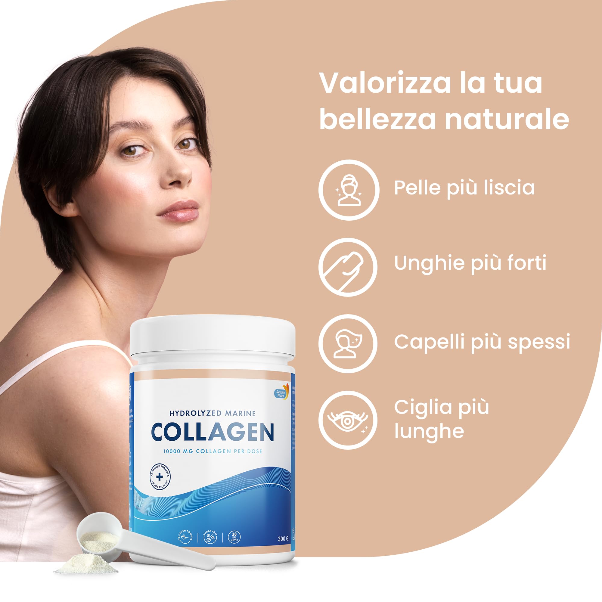 100% Marine Collagen Powder 300g I Pure Hydrolyzed Collagen Powder (Type I & III) Swedish Nutra