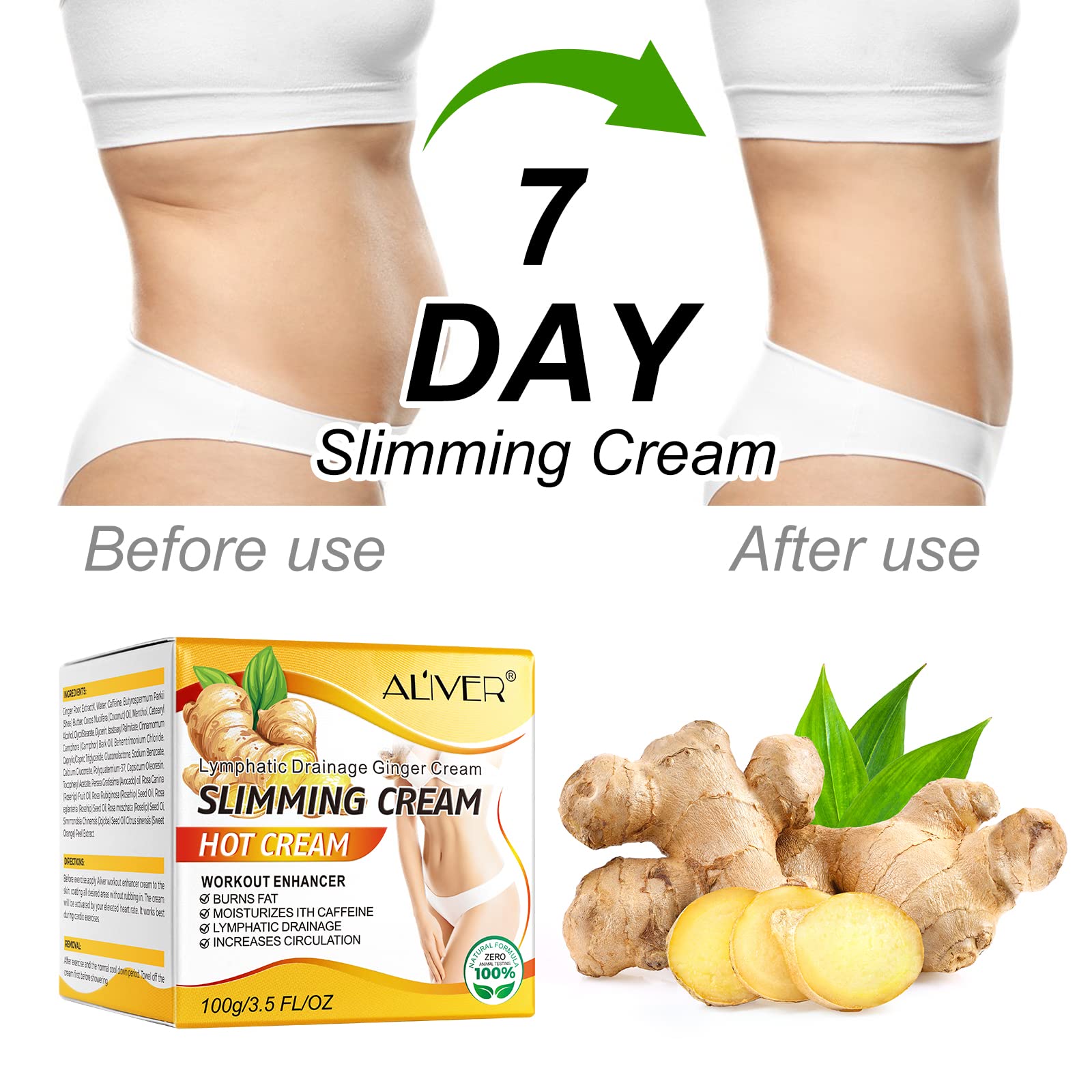 VOGSIG Anti Cellulite Slimming Cream Gel, Hot Cream, Ginger Fat Burning Weight Loss Full VOGSIG
