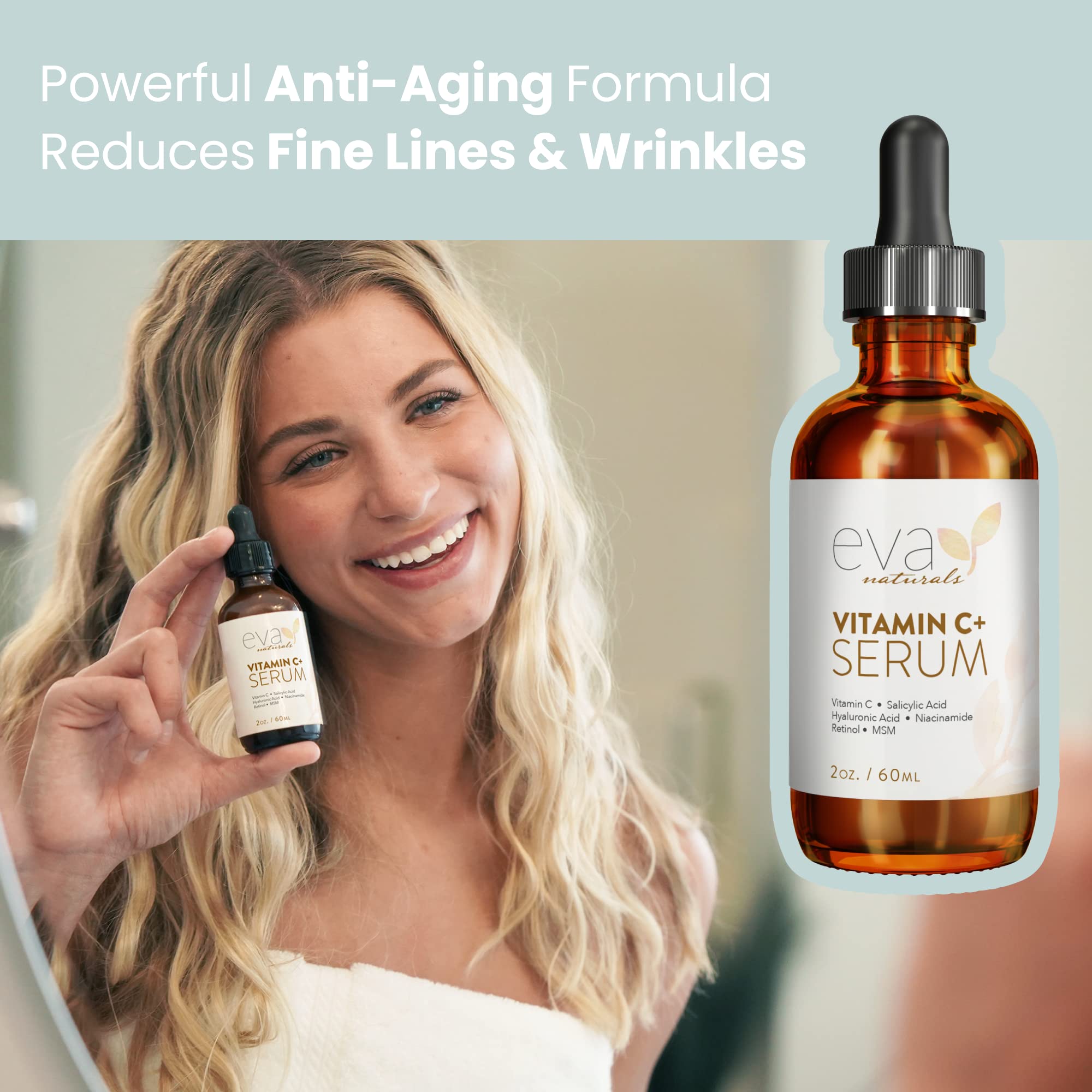 Vitamin C Serum for Face - Vitamin C Facial Serums with Hyaluronic Acid, Retinol Eva Naturals
