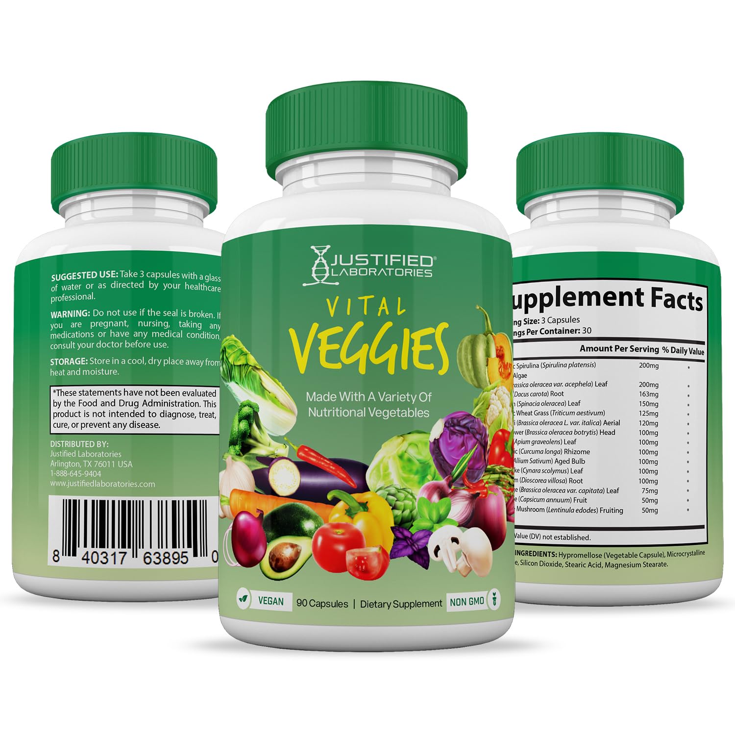 (20 Pack) Vital Fruits and Veggies Supplement Whole Food Red & Green Superfoods Justified Laboratories