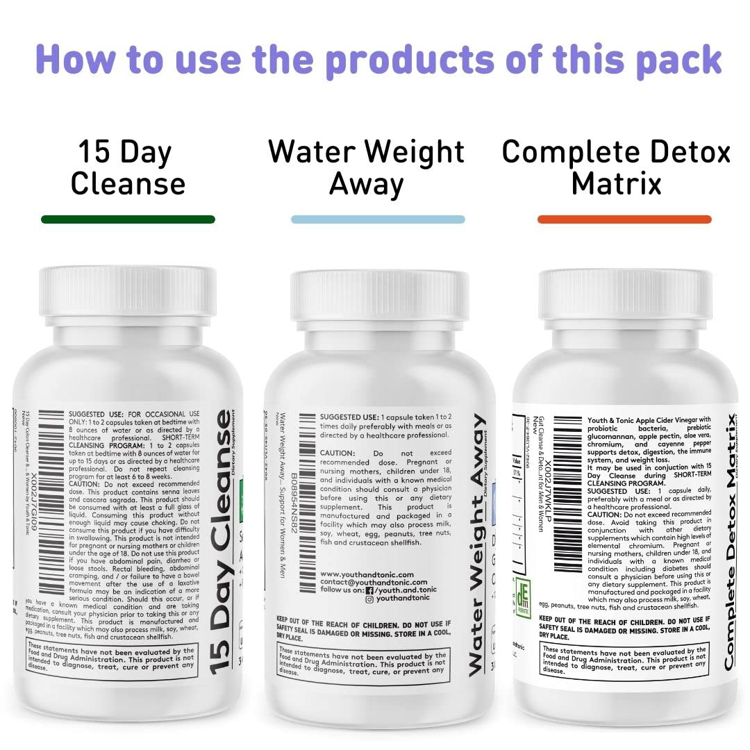 Youth & Tonic Complete Body Detox for Cleanse, Normal Acidity Gut Level and Water Youth & Tonic