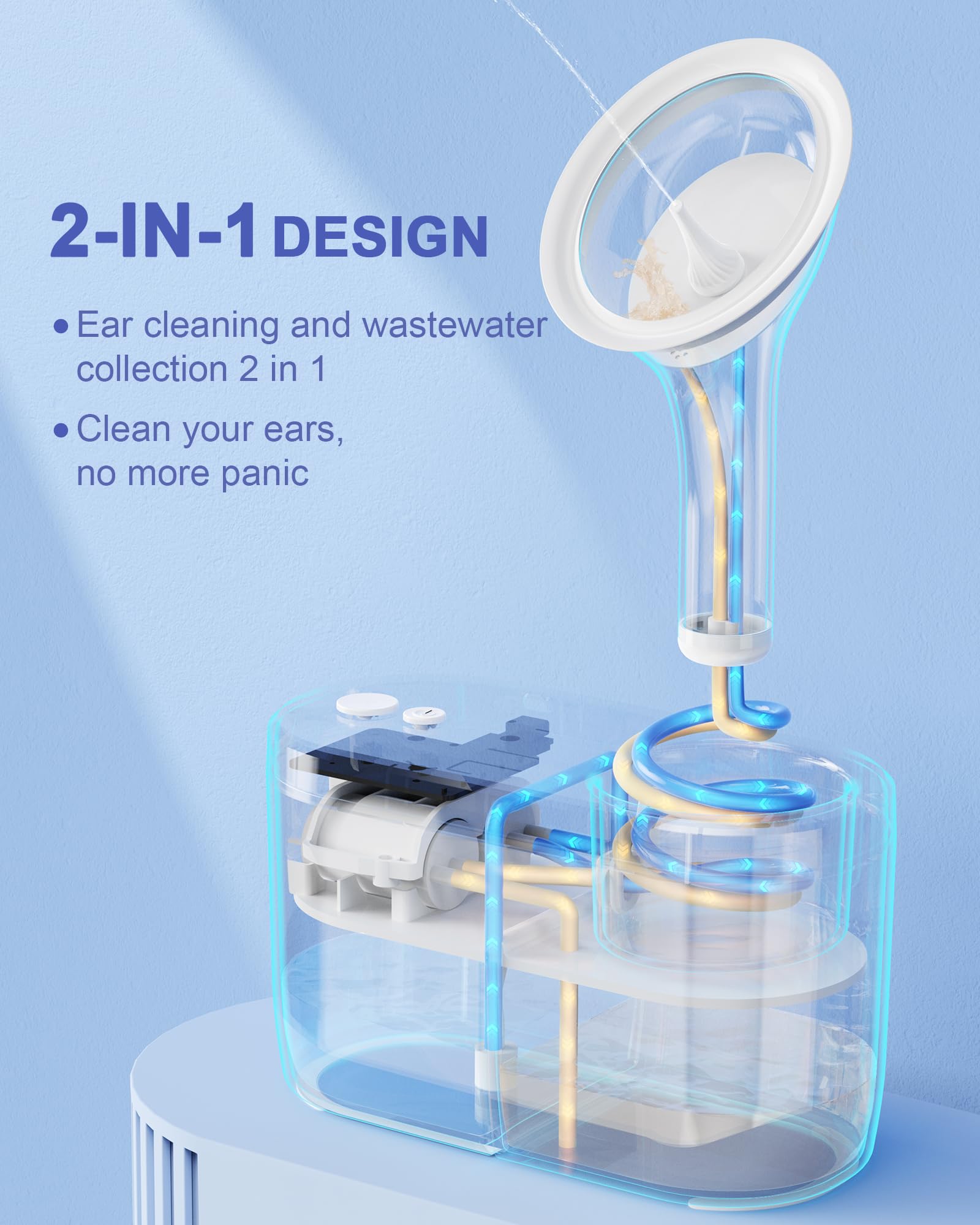 Water Powered Ear Cleaner, Ear Wax Removal Kit with Sewage System KAUGIC