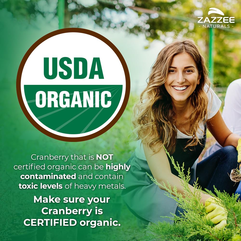 Zazzee USDA Organic Cranberry 25:1 Extract, 12,500 mg Strength, 100 Vegan Capsules Zazzee