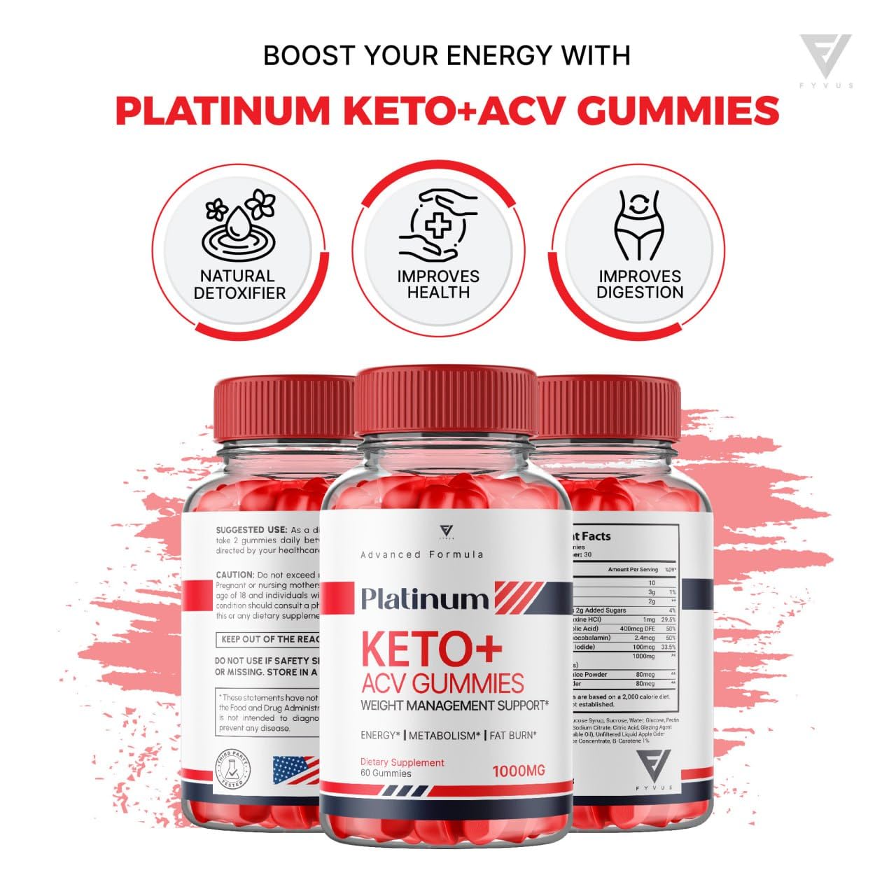 (3 Pack) Platinum Keto ACV Gummies, Platinum Keto ACV Gummies Advanced Weight Loss Kohzie