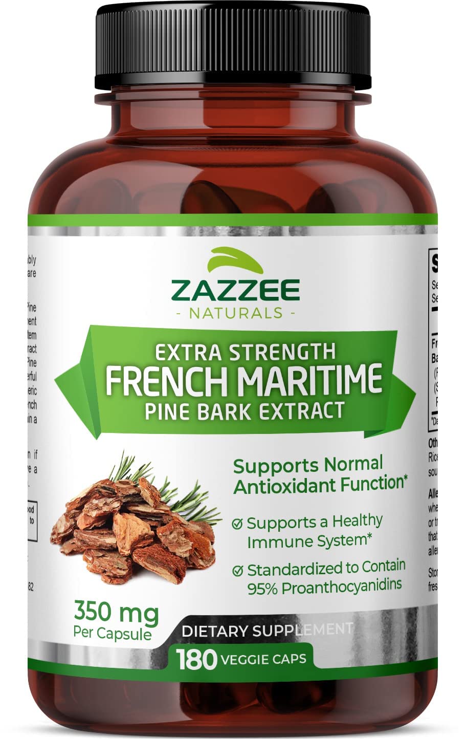 Zazzee Extra Strength French Maritime Pine Bark Extract, 350 mg Per Capsule