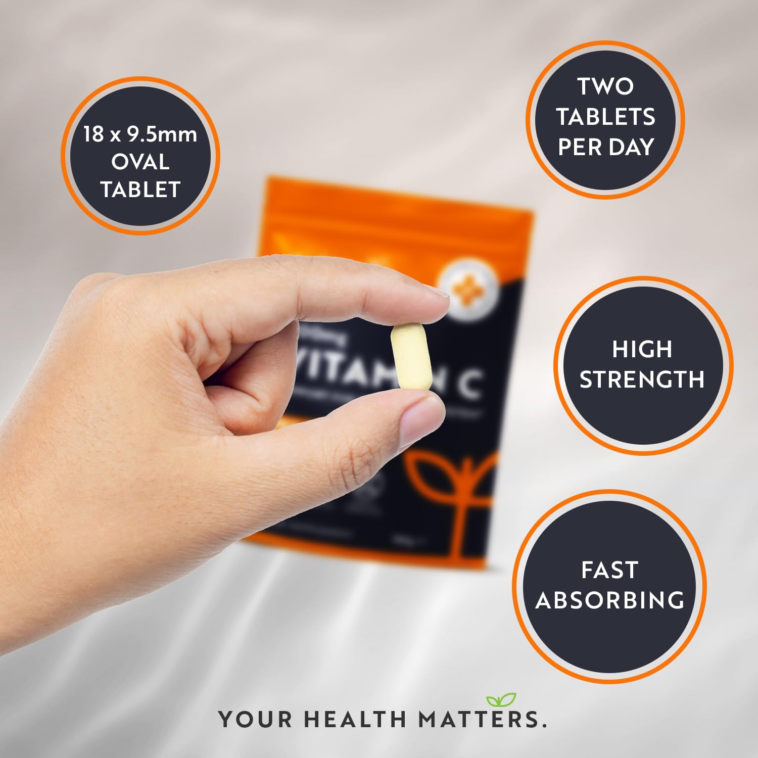 Vitamin C Tablets 1100mg – 180 Premium Vegan and Vegetarian Tablets – 3 Month Supply Nutravita