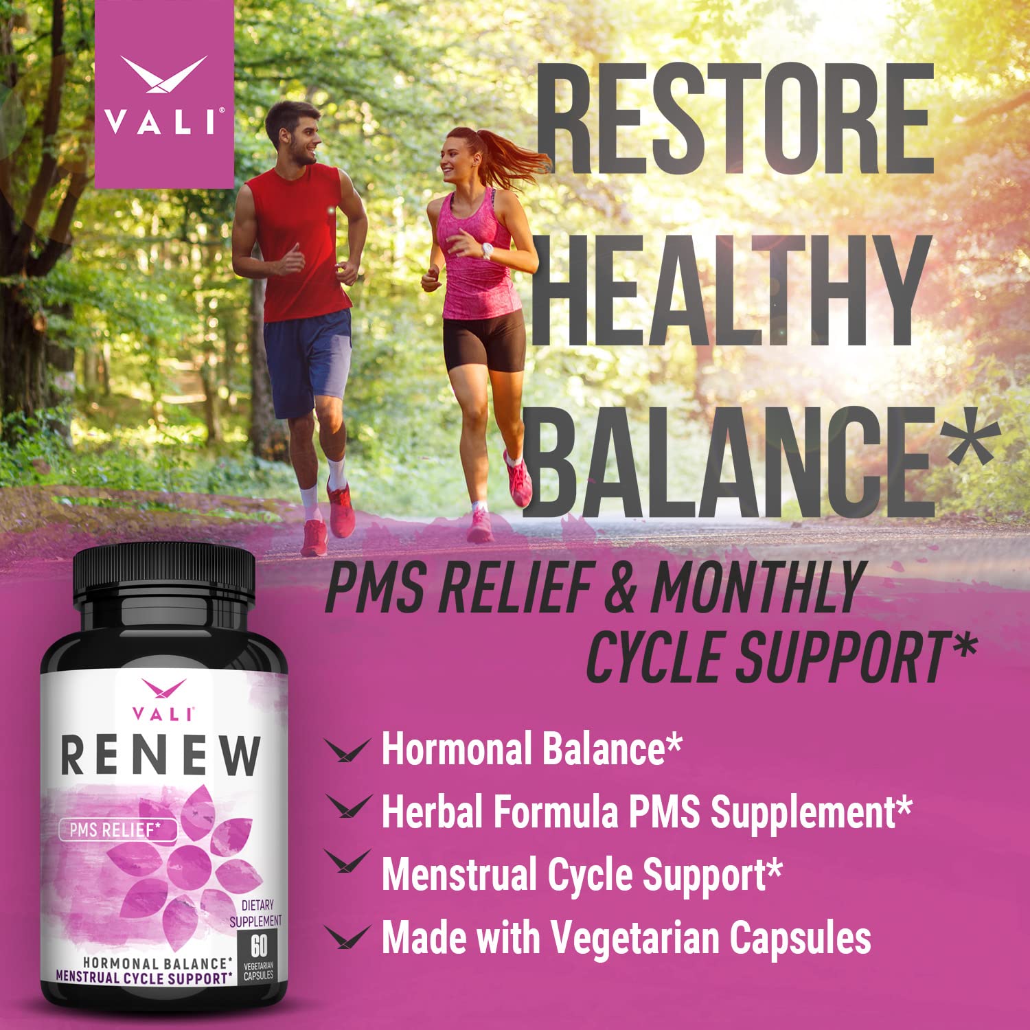 VALI Renew PMS Relief Supplement. Women’s Menstrual Cycle Support. Herbal Formula VALI