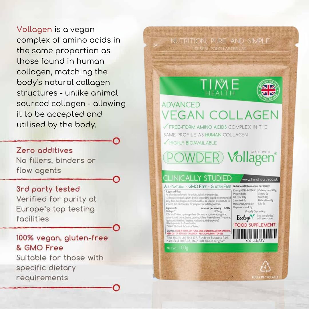 Vollagen® Advanced Vegan Collagen Powder - Amino Acid Complex in Ratio of Collagen Time Health