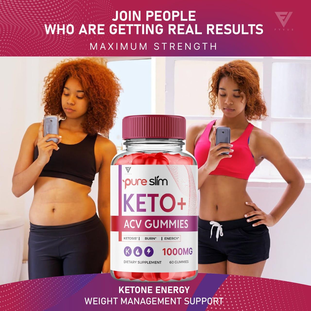 (2 Pack) Pure Slim Keto ACV Gummies, Pure Slim Keto ACV Gummies Advanced Kelly Clarkson Fyvus