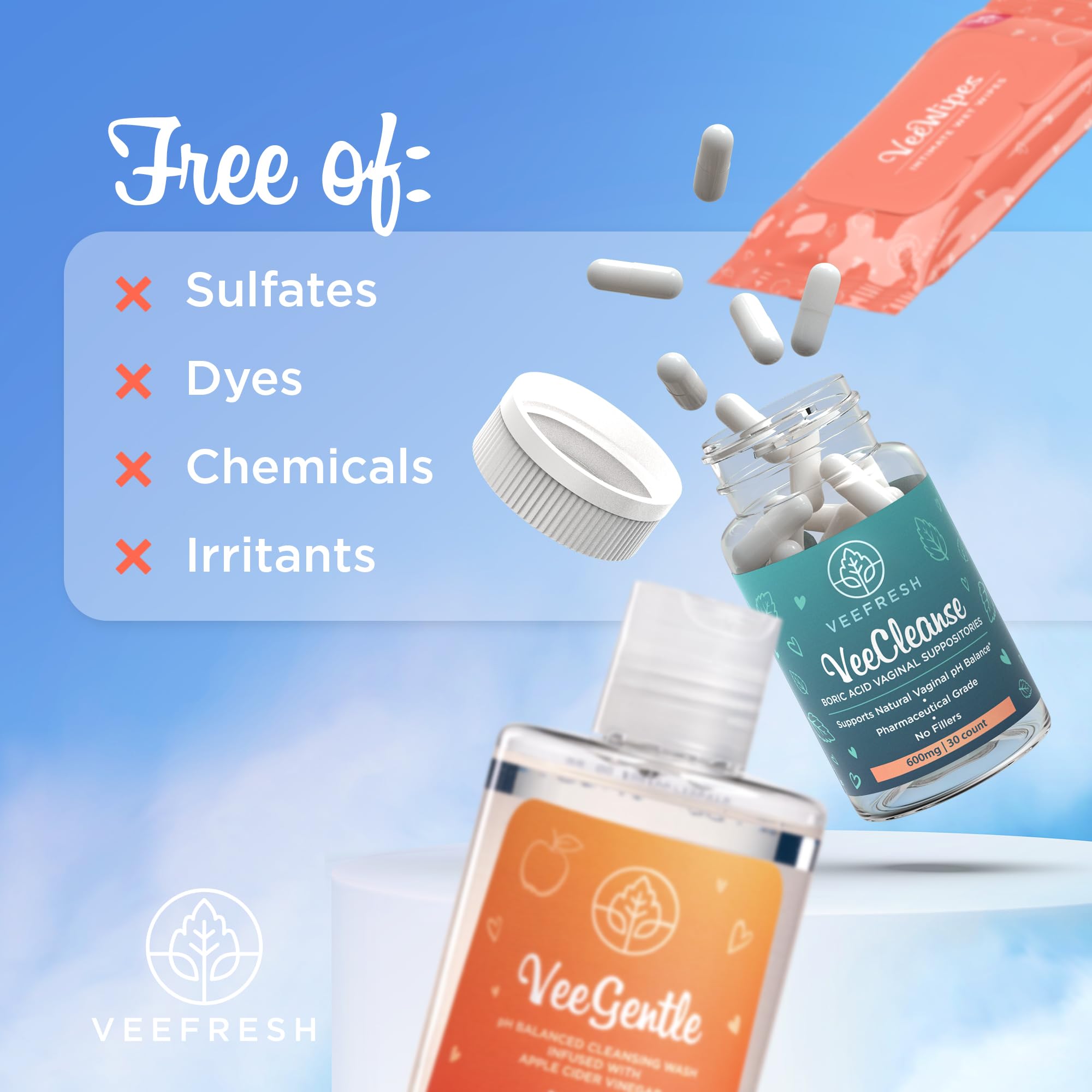 VeeFresh VeePower Bundle - A Convenient Feminine Care Bundle for Any-Time Freshness & Odor Control VeeFresh