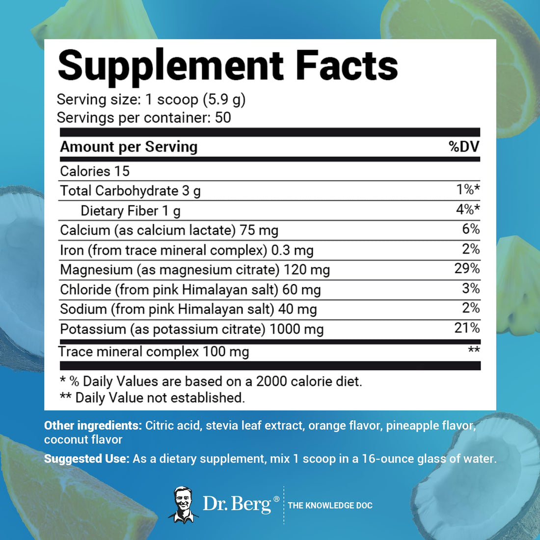 Dr. Berg Hydration Keto Electrolyte Powder - Enhanced w/ 1,000mg of Potassium 