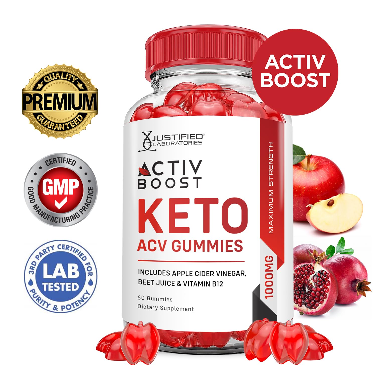 (3 Pack) Activboost Keto ACV Gummies Advanced Formula 1000MG Active Boost Justified Laboratories