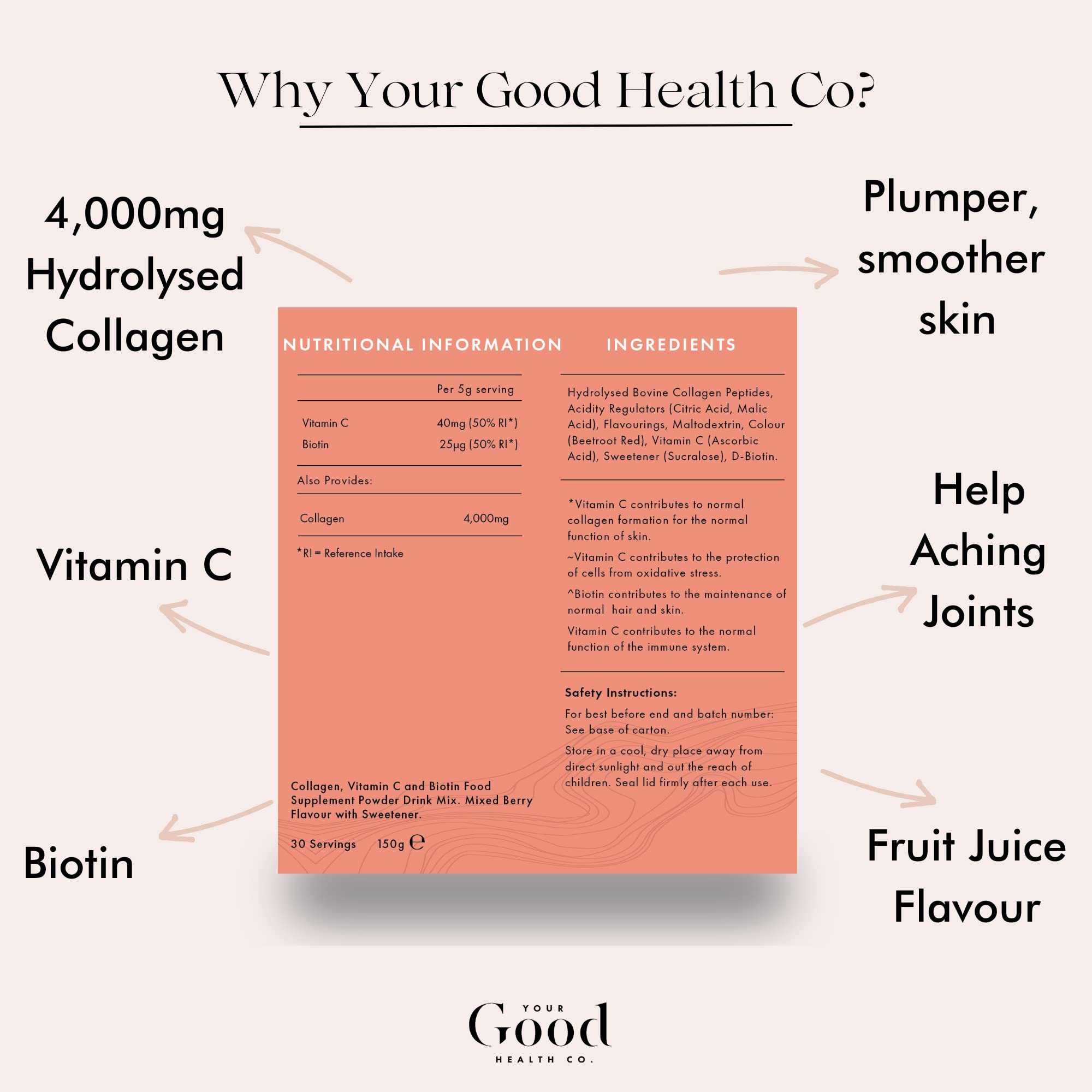 Your Good Health Co. – Your Beauty Premium Collagen Powder, Tropical | 150g Your Good Health Co.