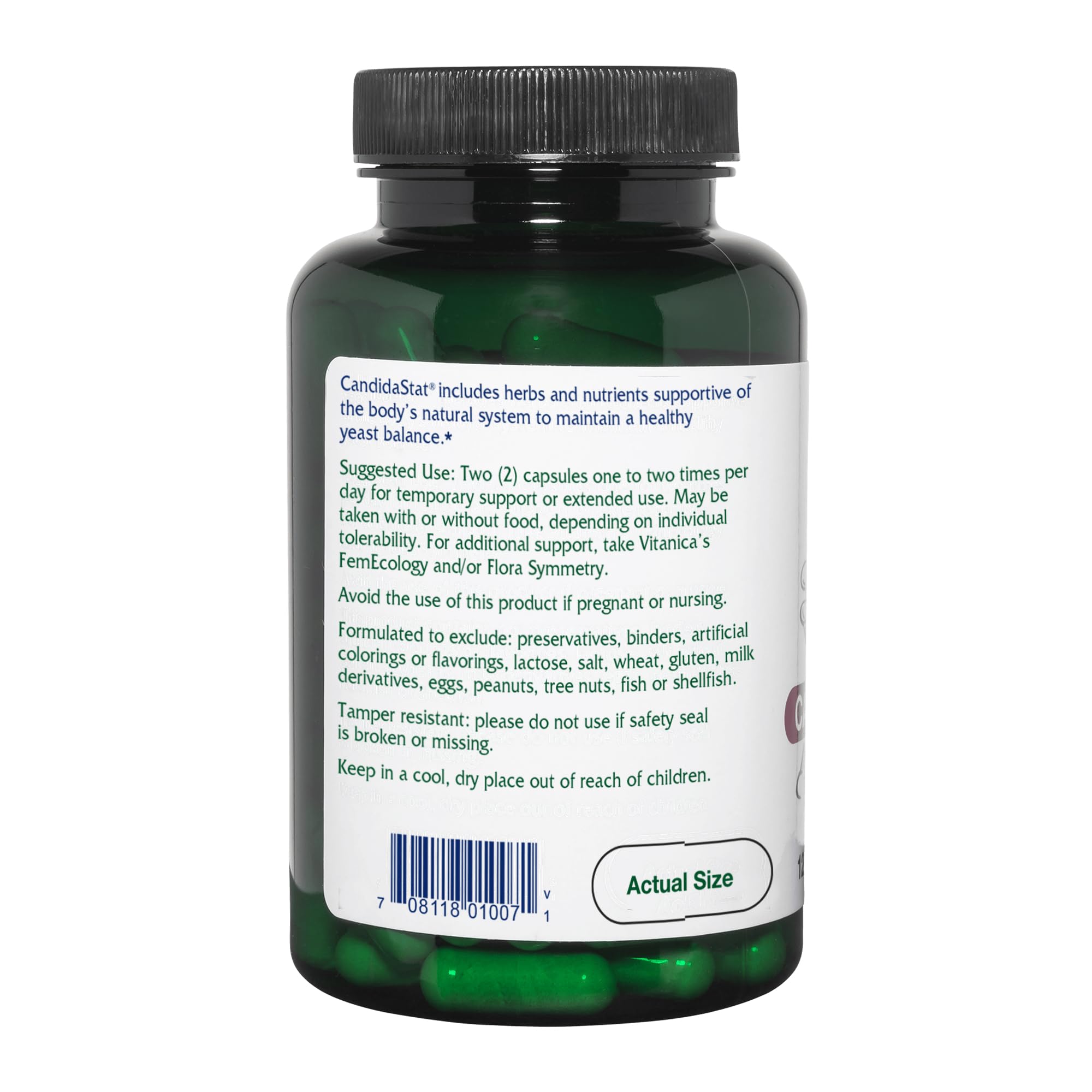 Vitanica Candidastat, Yeast Balance Supplement and Support, Vegan, 120 Capsules Vitanica