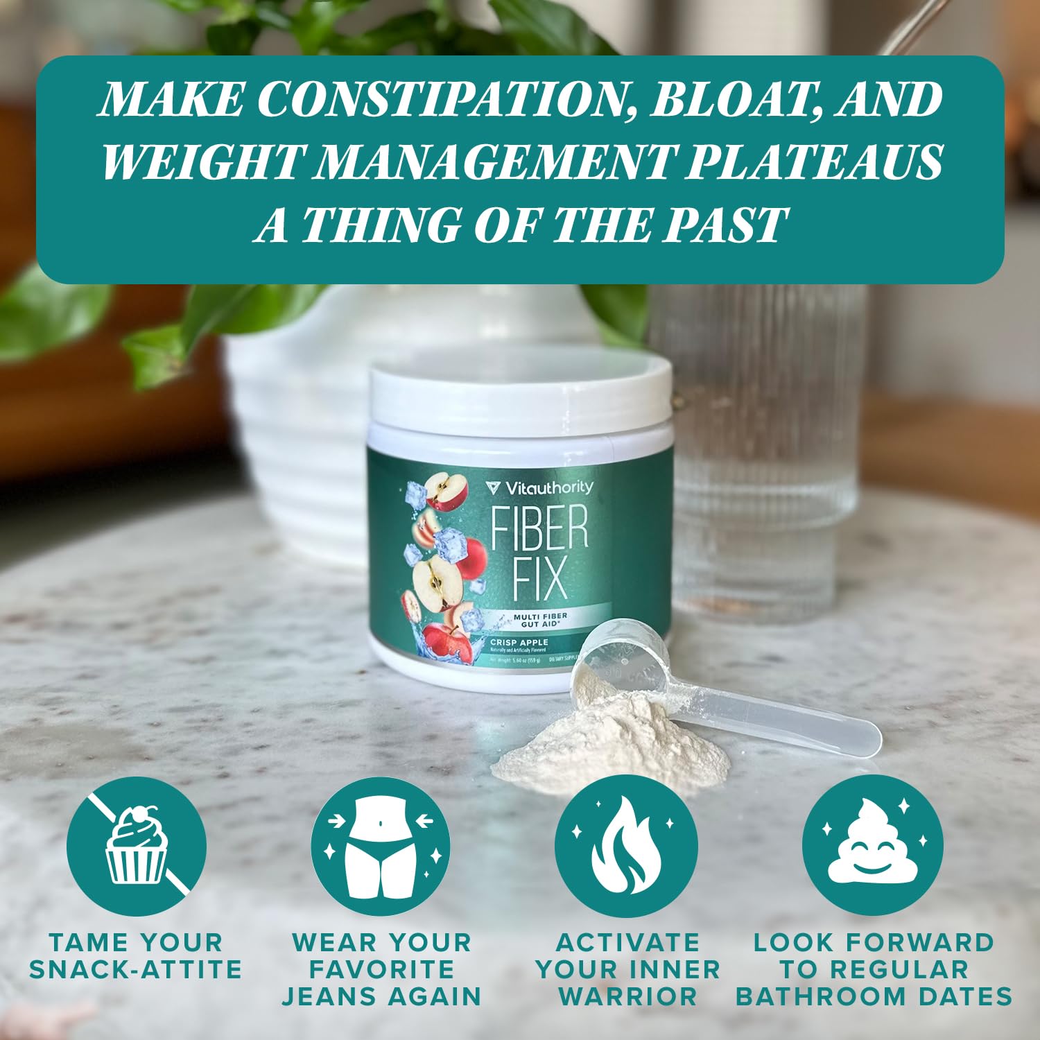 Vitauthority Prebiotic Fiber Powder Supplement - Healthy Gut Cleanse Detox for Women Vitauthority