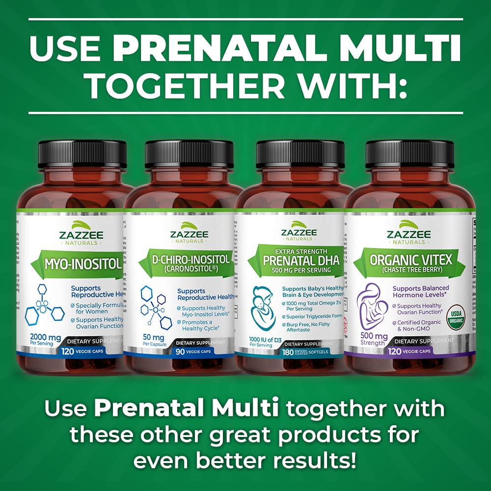 Zazzee Myo-Inositol Capsules and Extra Strength Prenatal Multi Complex