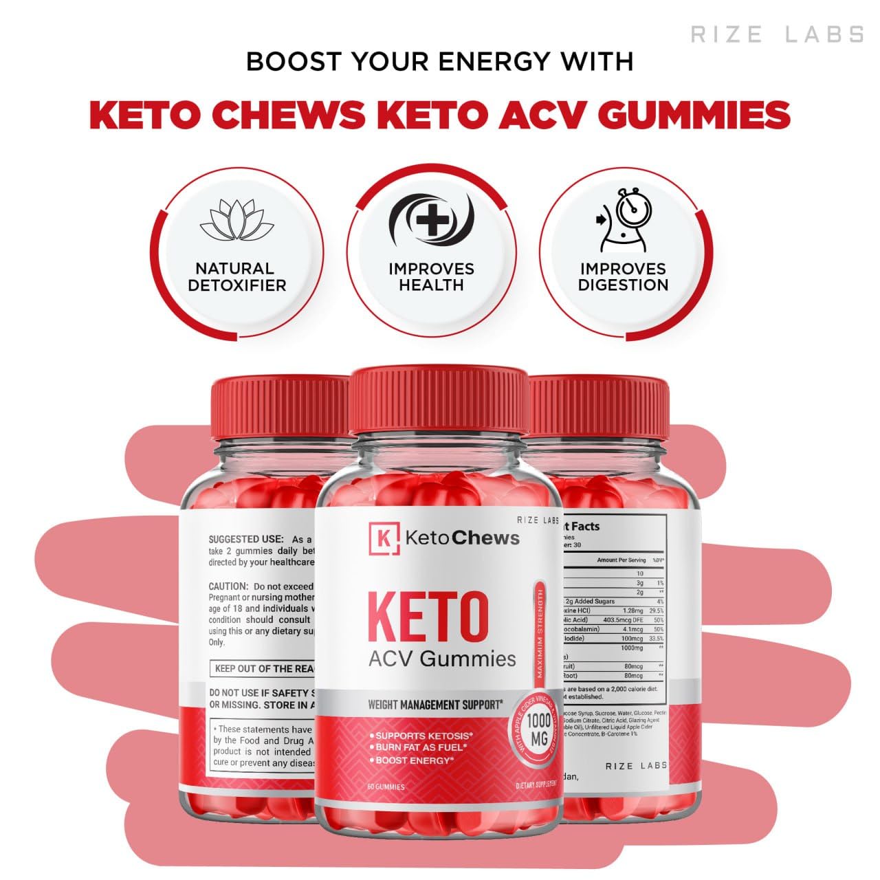 (2 Pack) Keto Chews Gummies - Keto Chews ACV Gummies for Weight Loss 525 MG rize labs