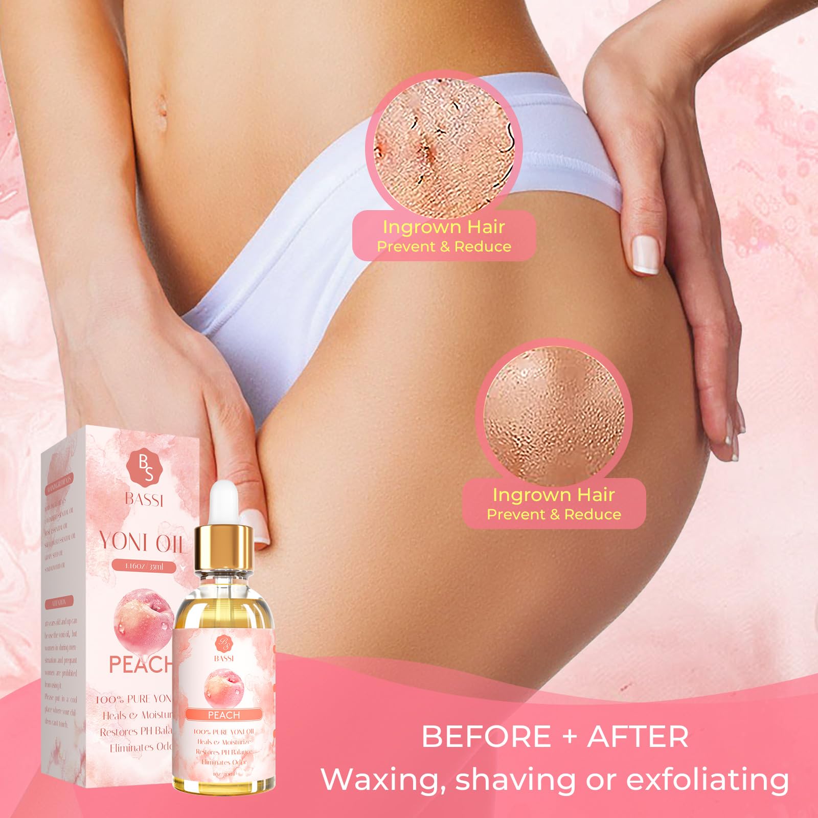 2 Pack Yoni Essential Oil Organic Feminine Oil Eliminates Odor Vaginal Moisturizer for Wetness BASSI