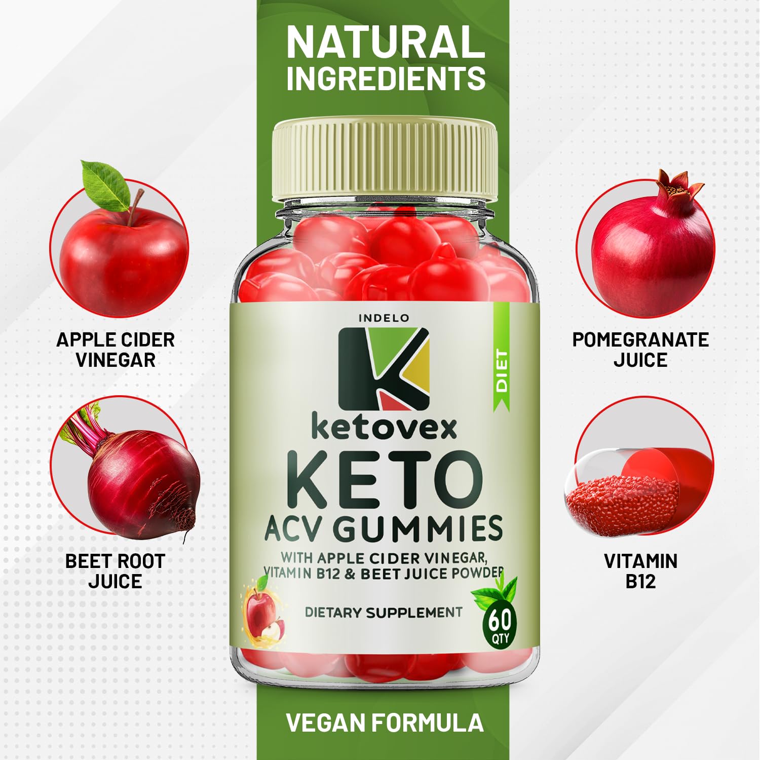 (3 Pack) Ketovex Keto BHB Gummies Advanced Formula, Ketovex BHB ACV Gummies Indelo