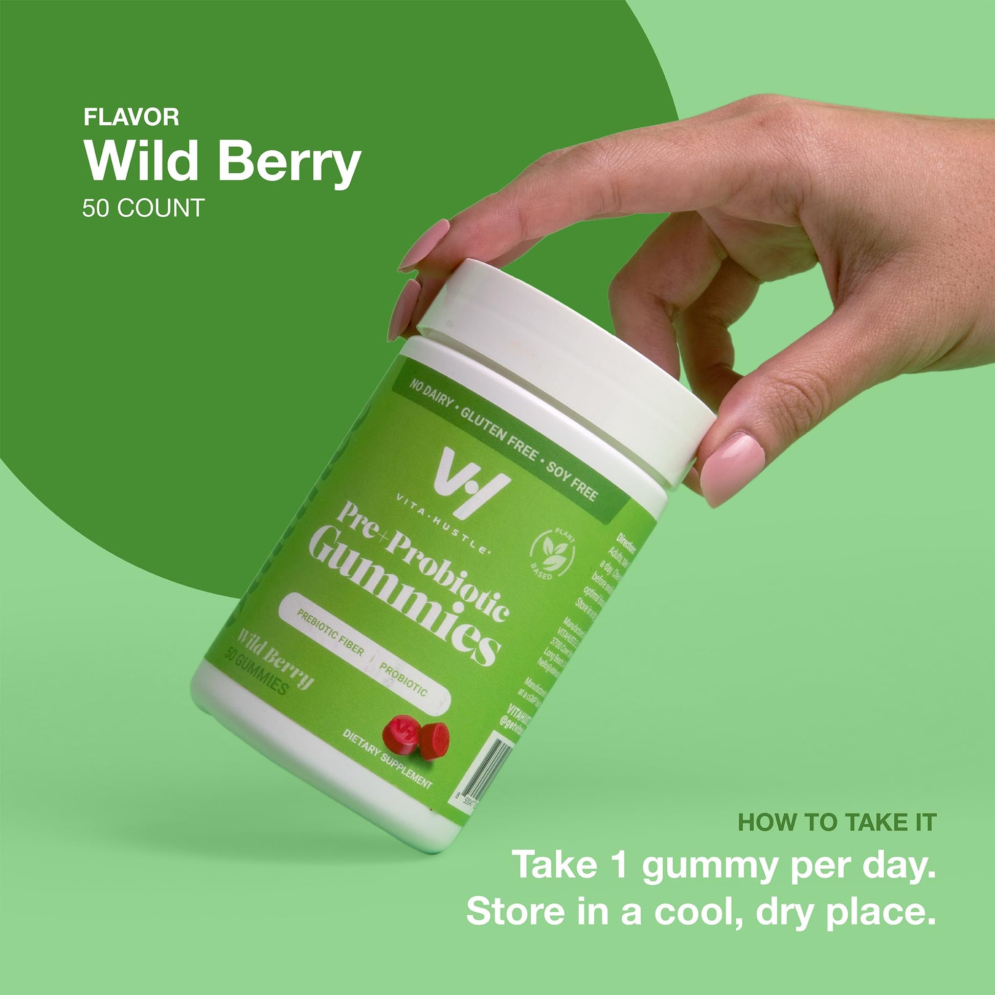 VitaHustle Probiotic Gummies + Prebiotics by Kevin Hart with Chicory Root Inulin Fiber VitaHustle