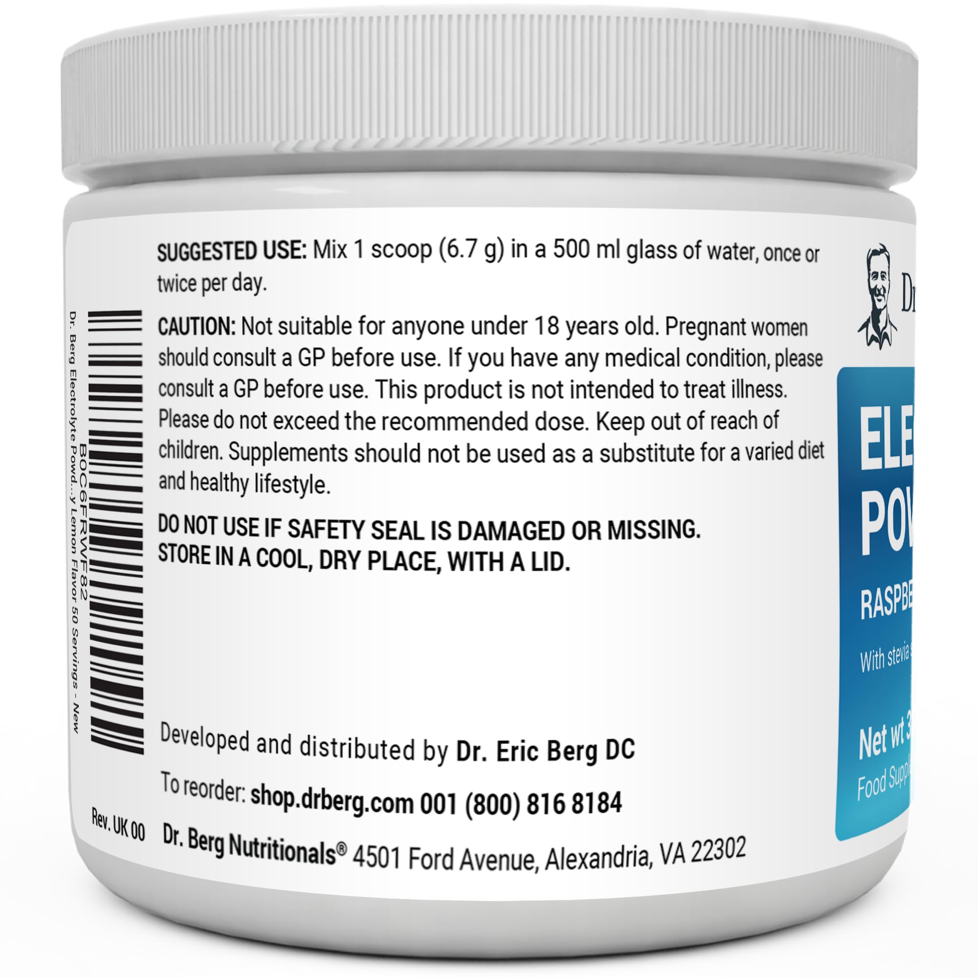 Dr. Berg Electrolyte Powder - Electrolyte Drink Supplements with 1000mg Potassium