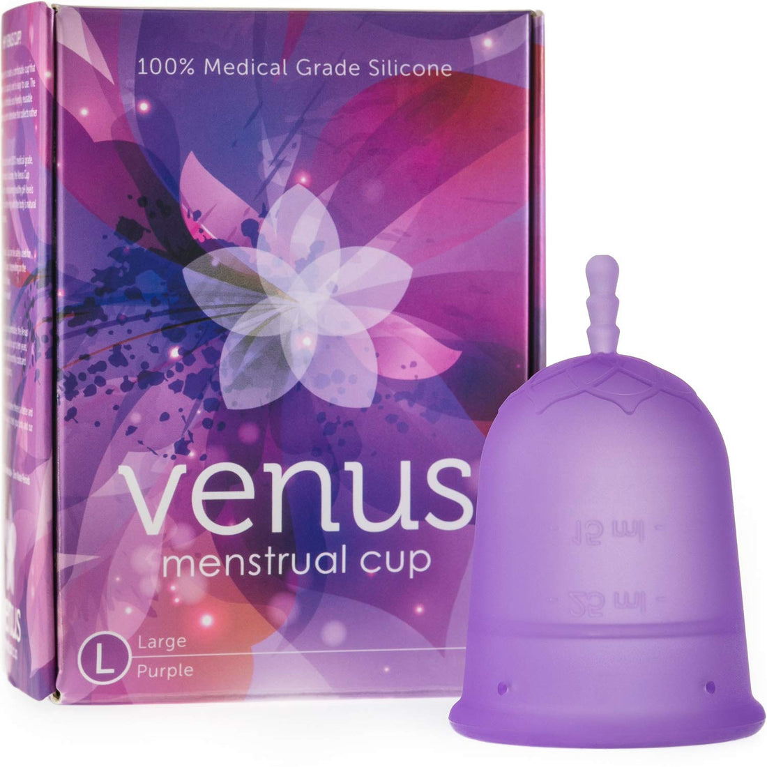 Venus Large Menstrual Cup – High Capacity for Heavy Flow -Made in USA - 100% Medical Grade Silicone