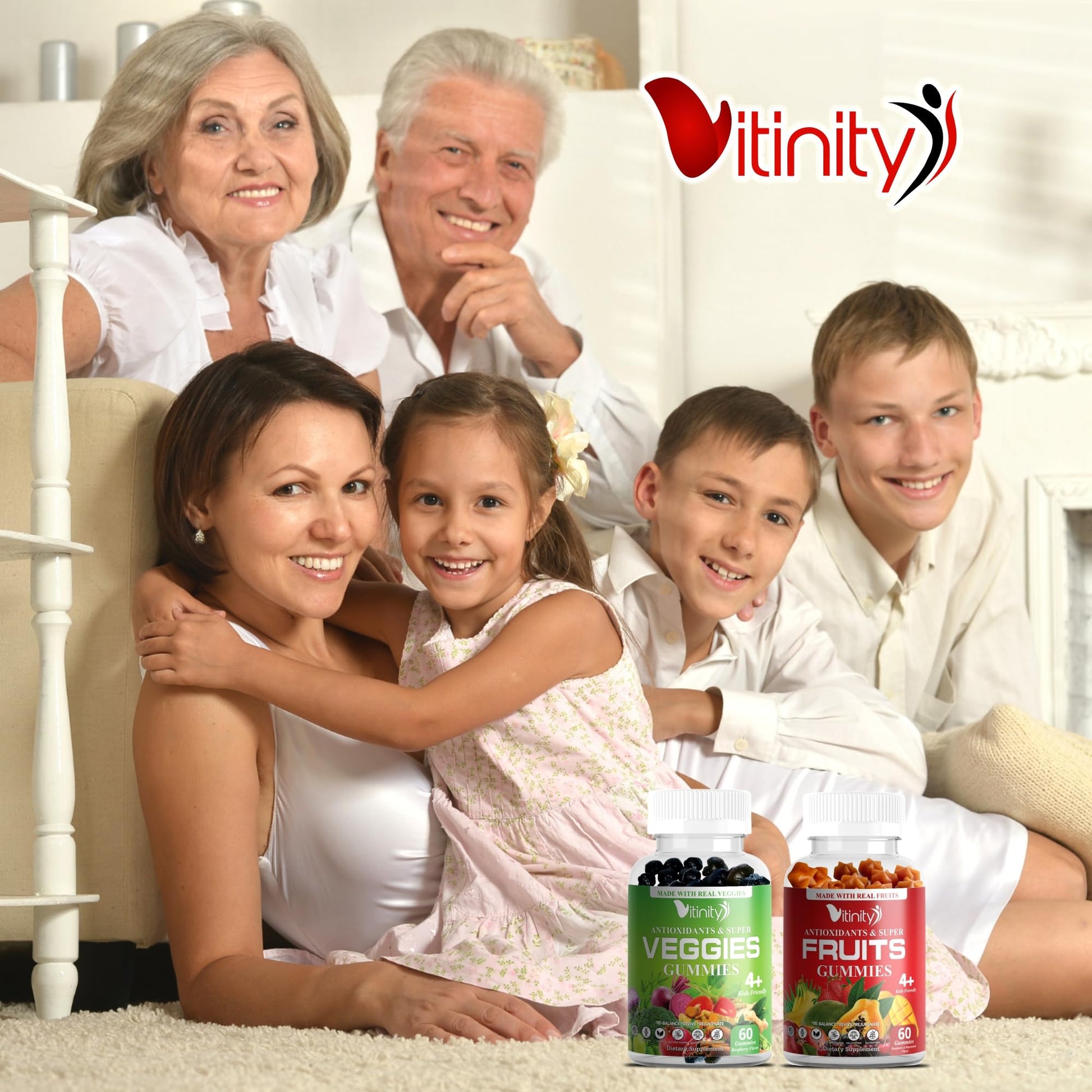 VITINITY Made with Real Fruit-Real Veggie Gummies-Superfood Vegetable Vitamin Sup VITINITY