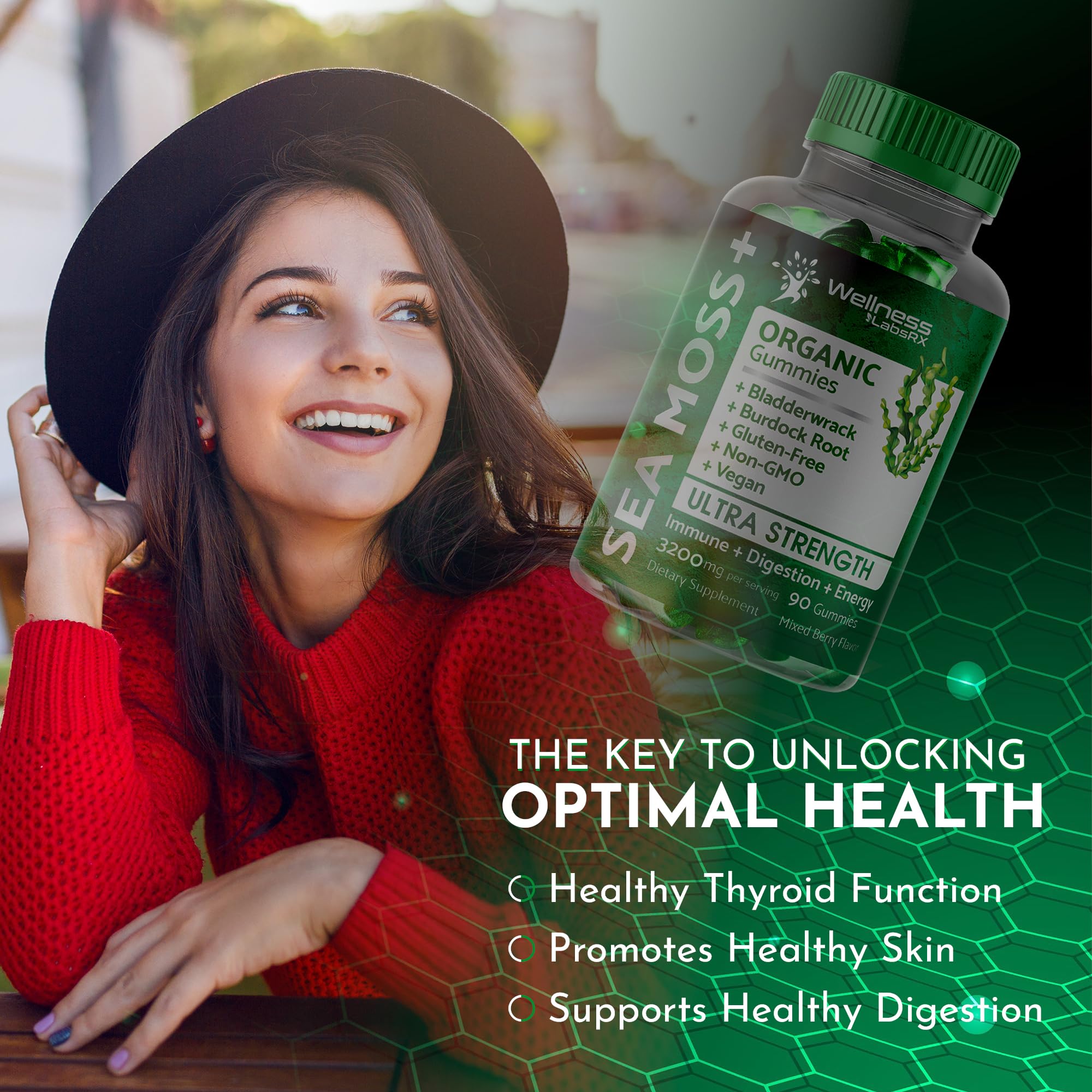 WELLNESS LABSRX Sea Moss Gummies, 3200mg Organic Seamoss, Irish Sea Moss WELLNESS LABSRX