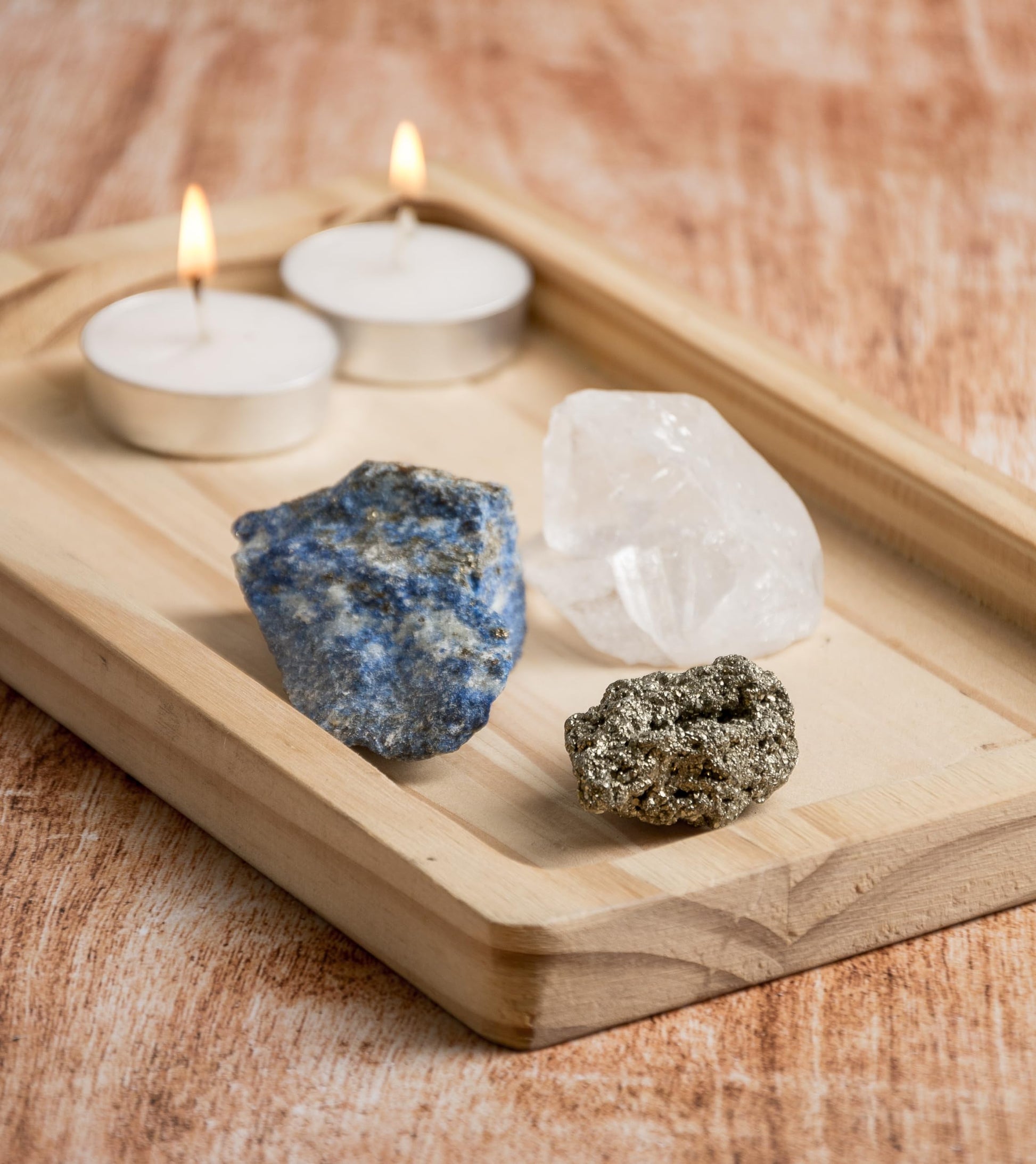 5PCS SAMSARI Abundance XL Crystals Healing Set - (Pyrite, Lapis Lazuli, Clear Quartz), 1 Palo Santo Stick SAMSARI